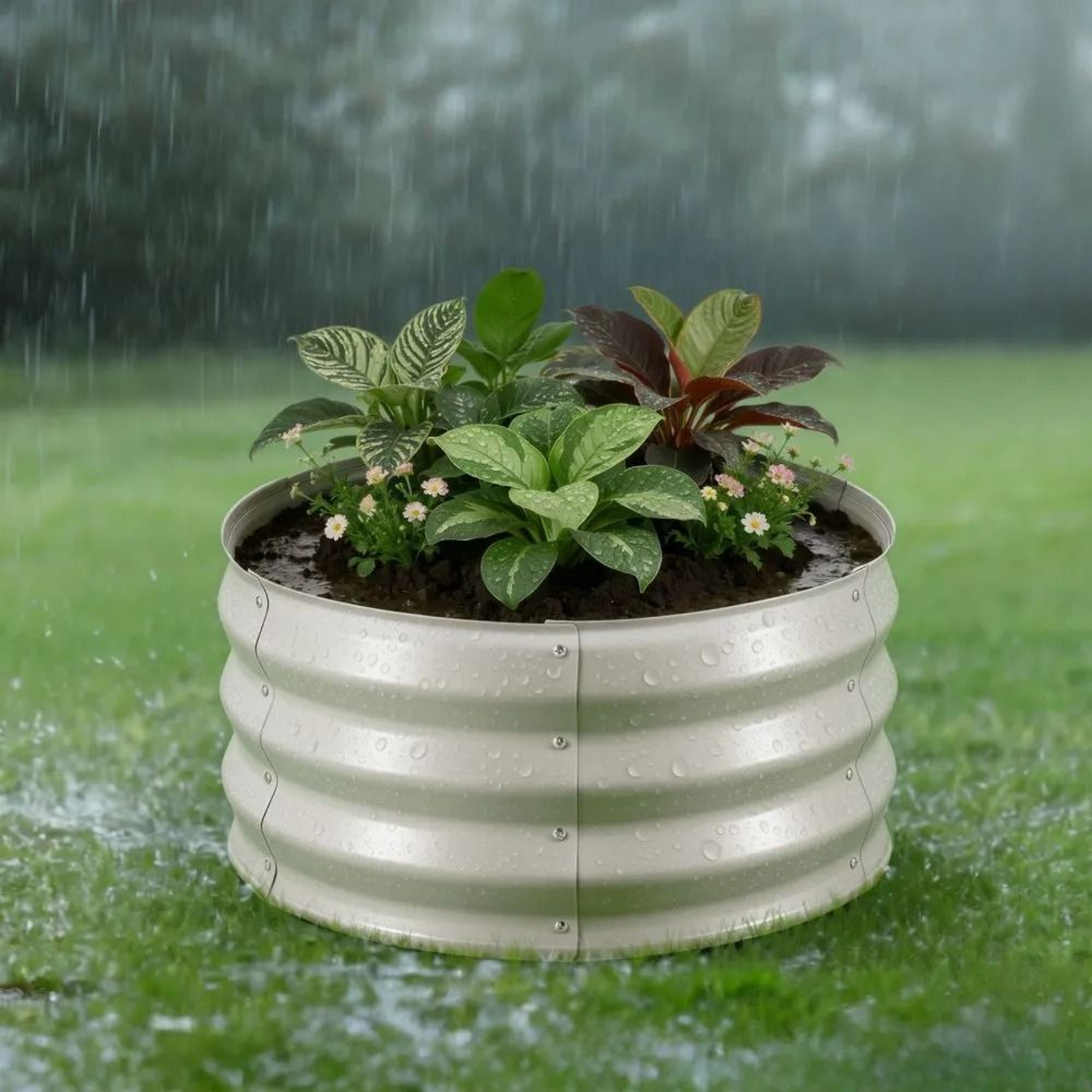 3 Pack Galvanized Raised Garden Beds 2x2x1 Ft Round Metal Planter Boxes 6