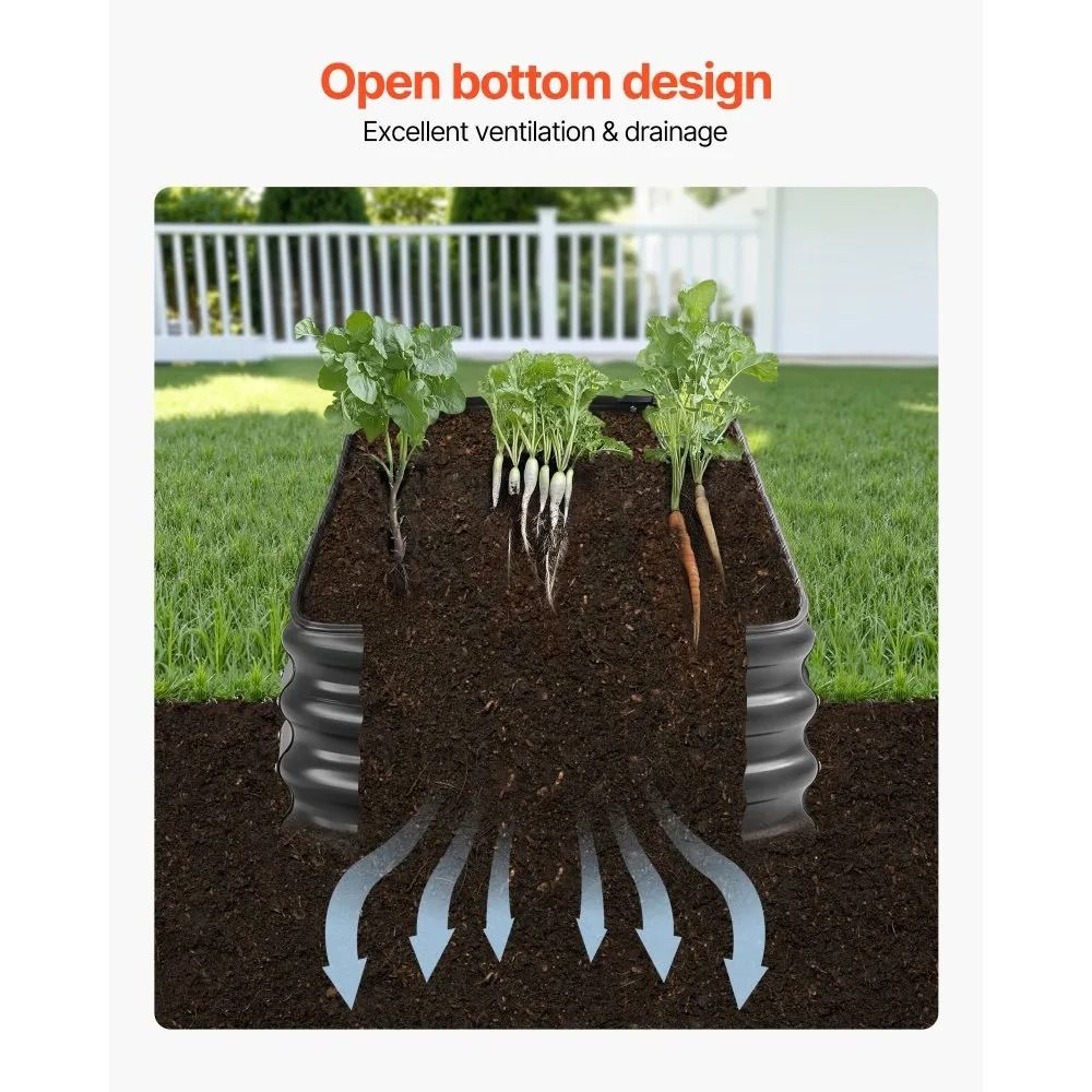 8x2x1 Ft Metal Raised Garden Bed Galvanized Outdoor Planter Box 2