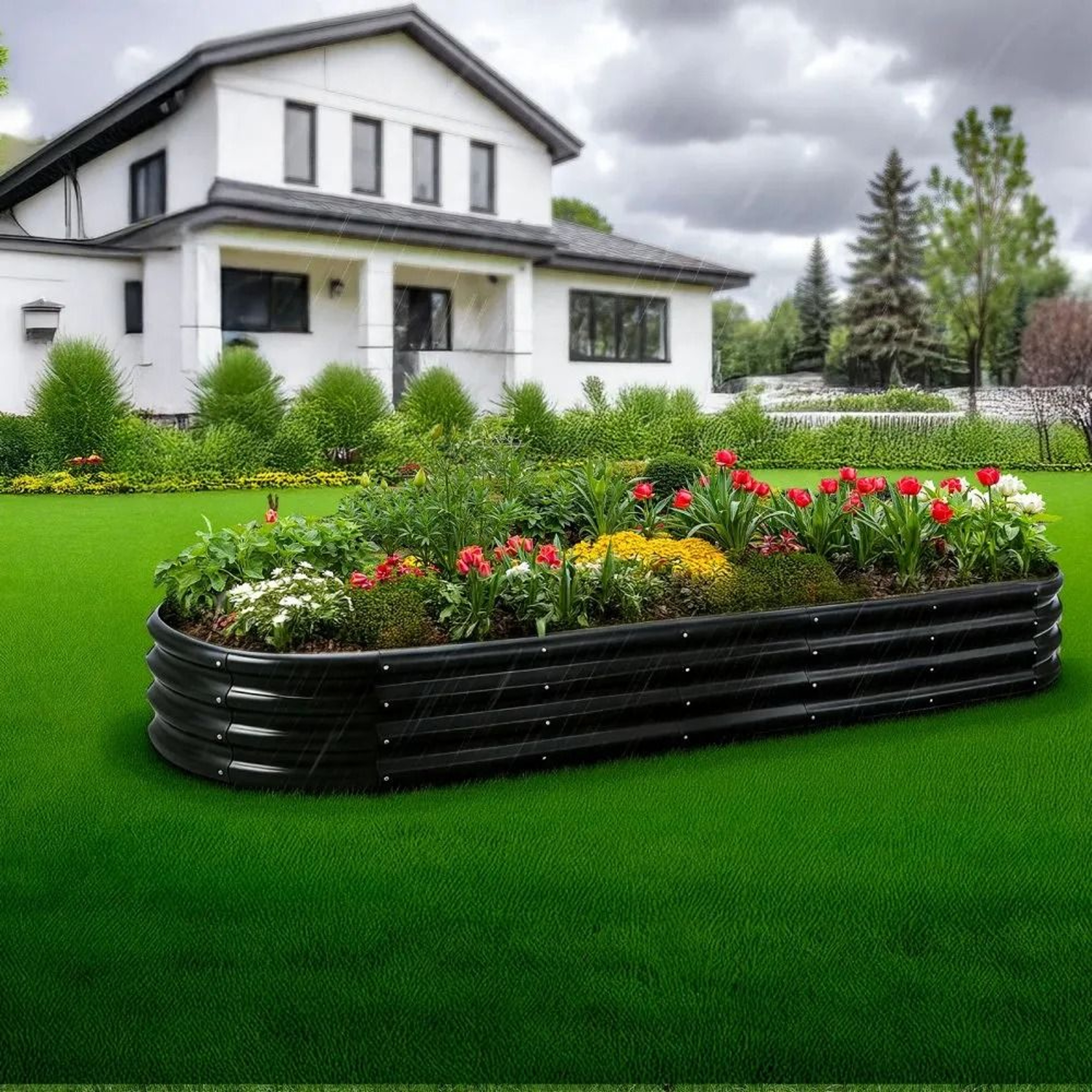 8x2x1 Ft Metal Raised Garden Bed Galvanized Outdoor Planter Box 5