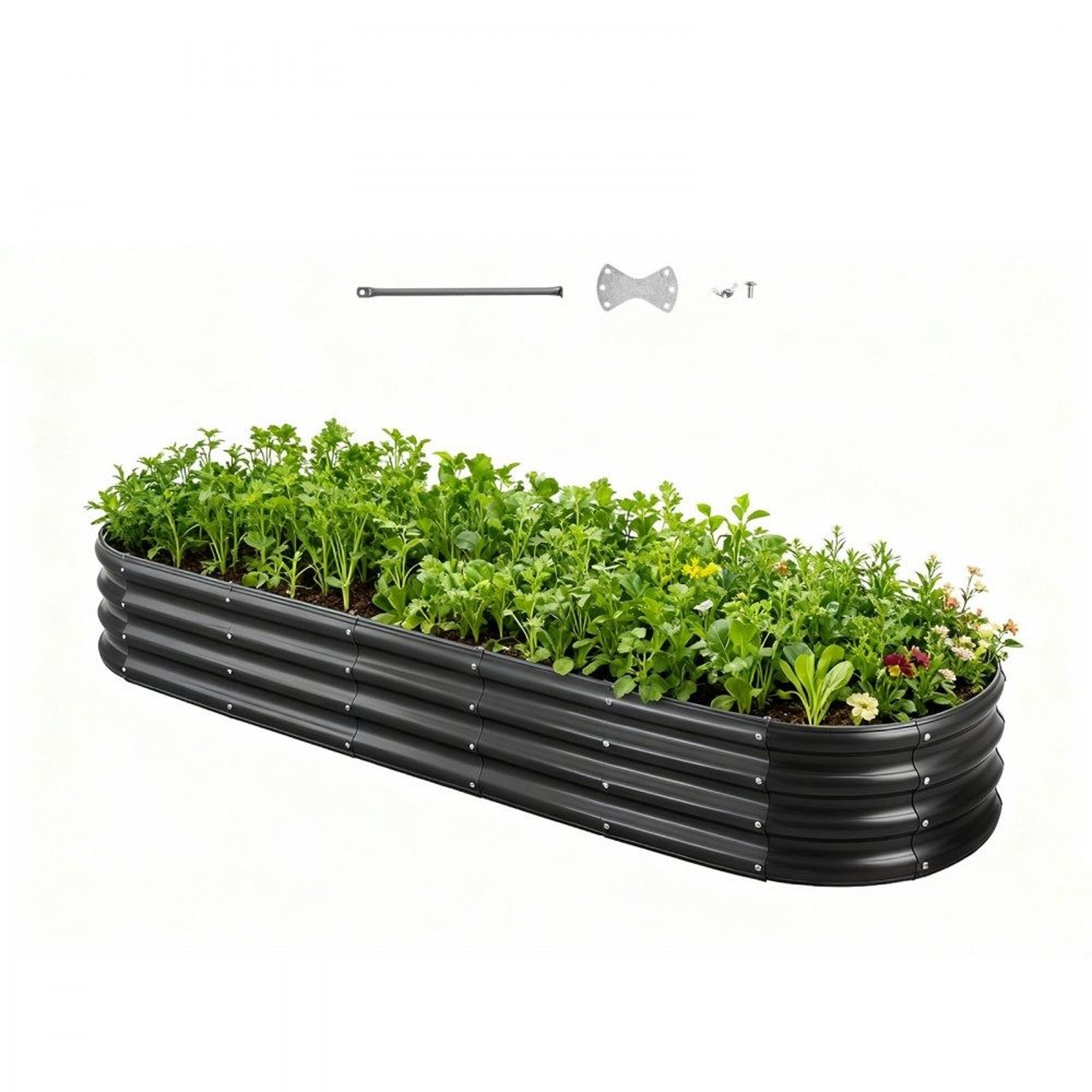 8x2x1 Ft Metal Raised Garden Bed Galvanized Outdoor Planter Box 0