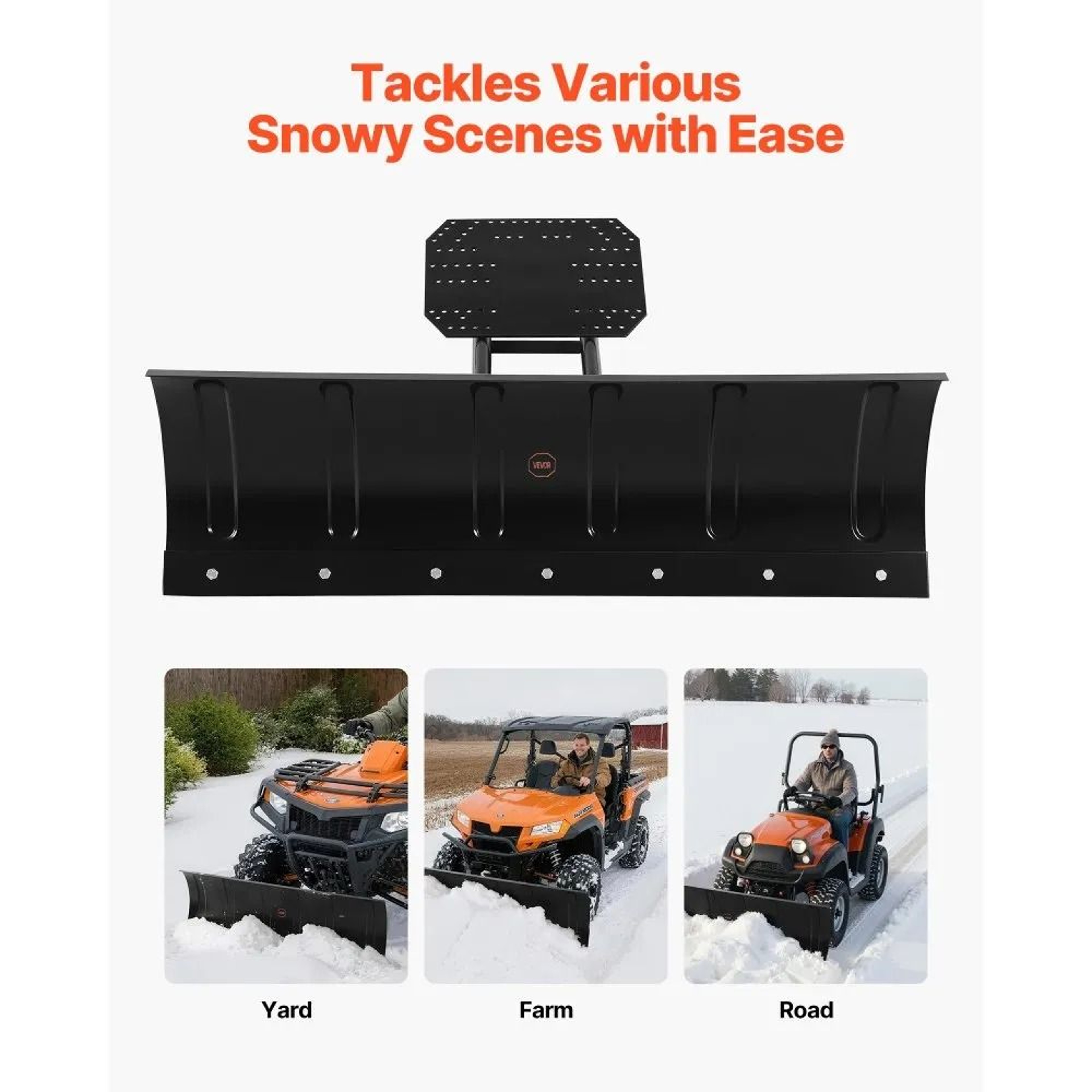 48 Inch Universal ATV UTV Snow Plow Kit With Adjustable Steel Blade 2