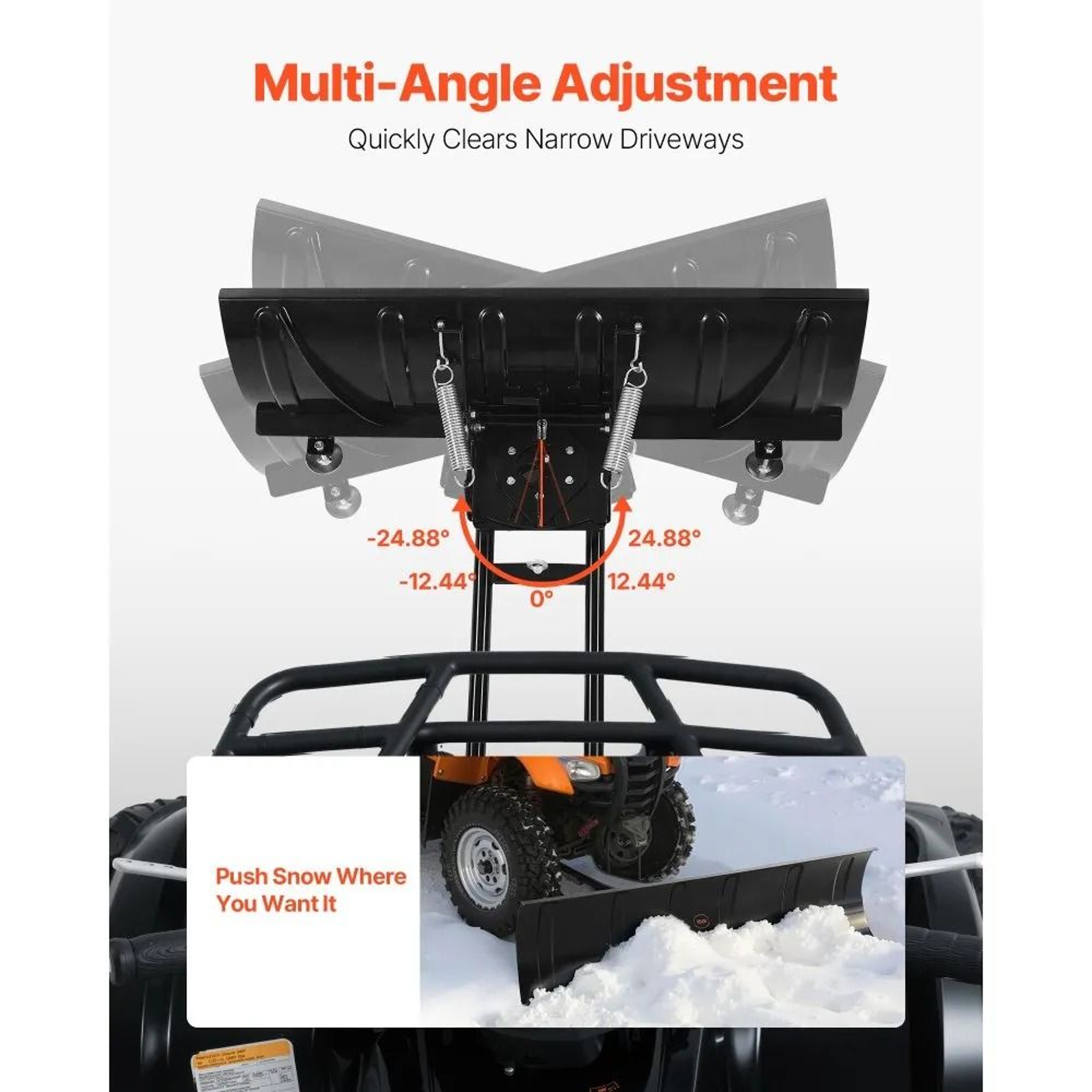 48 Inch Universal ATV UTV Snow Plow Kit With Adjustable Steel Blade 1