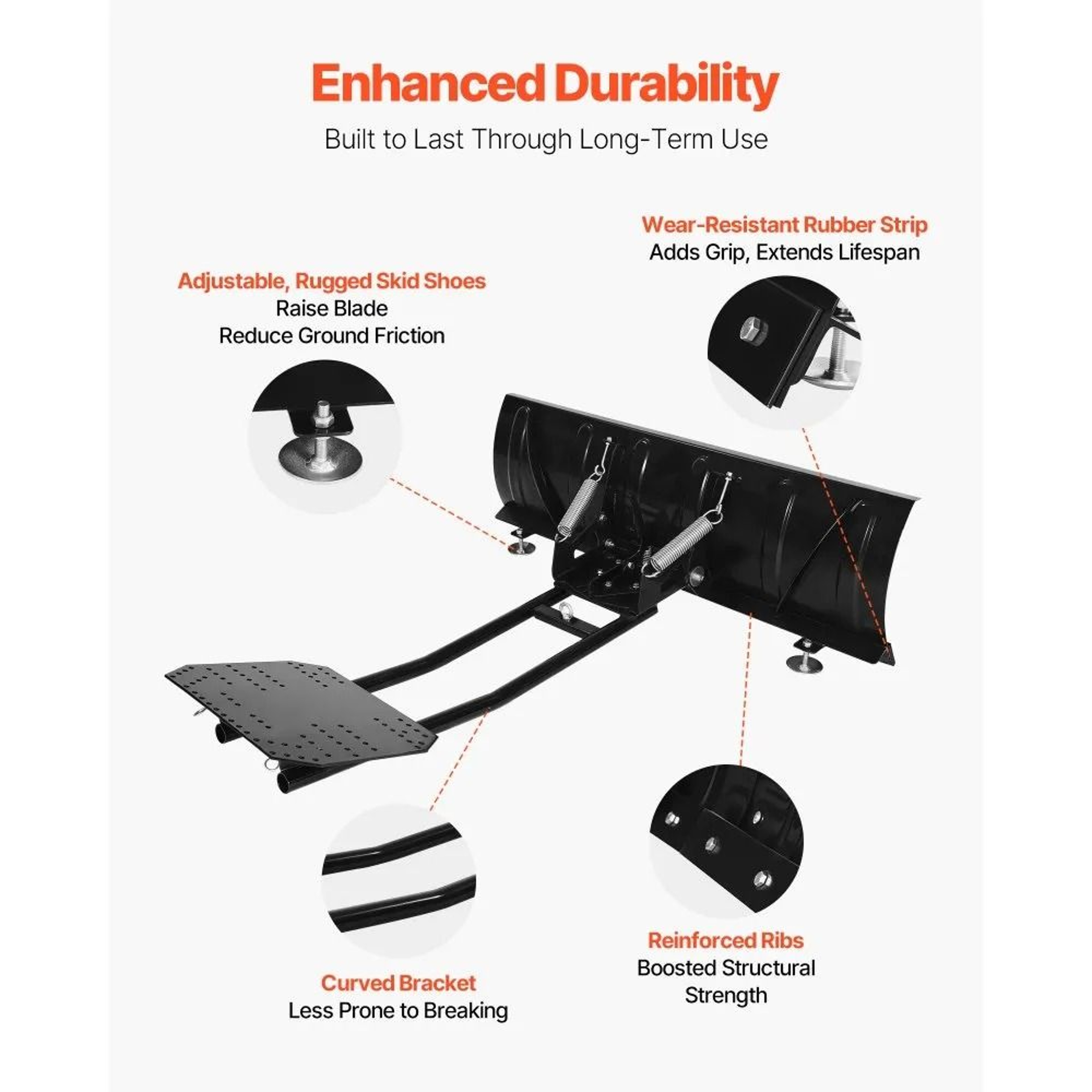 48 Inch Universal ATV UTV Snow Plow Kit With Adjustable Steel Blade 3