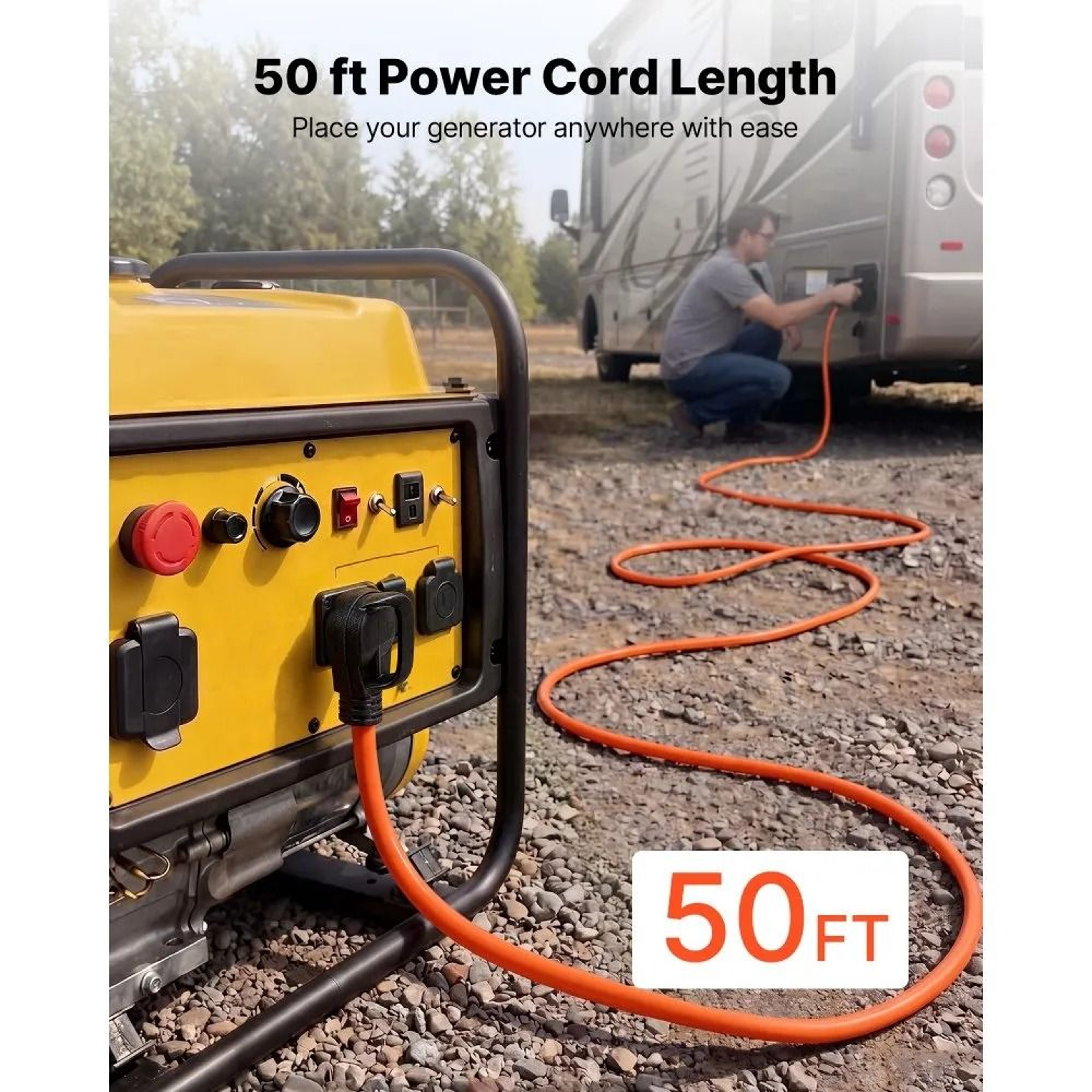 50 Amp Generator Cord 50 FT Heavy Duty RV Power Cord With NEMA 1450P To SS250R Twist Lock 1
