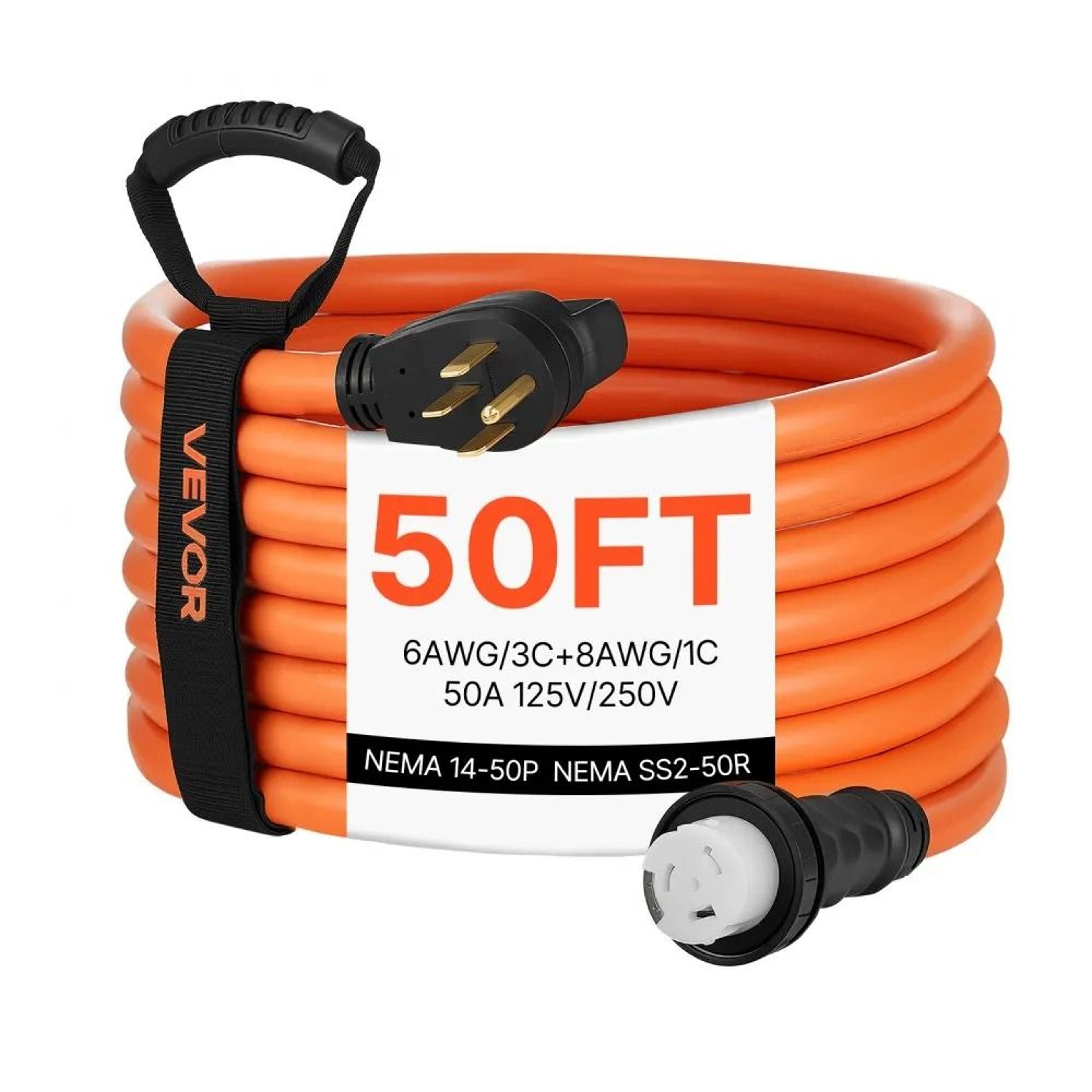50 Amp Generator Cord 50 FT Heavy Duty RV Power Cord With NEMA 1450P To SS250R Twist Lock 0