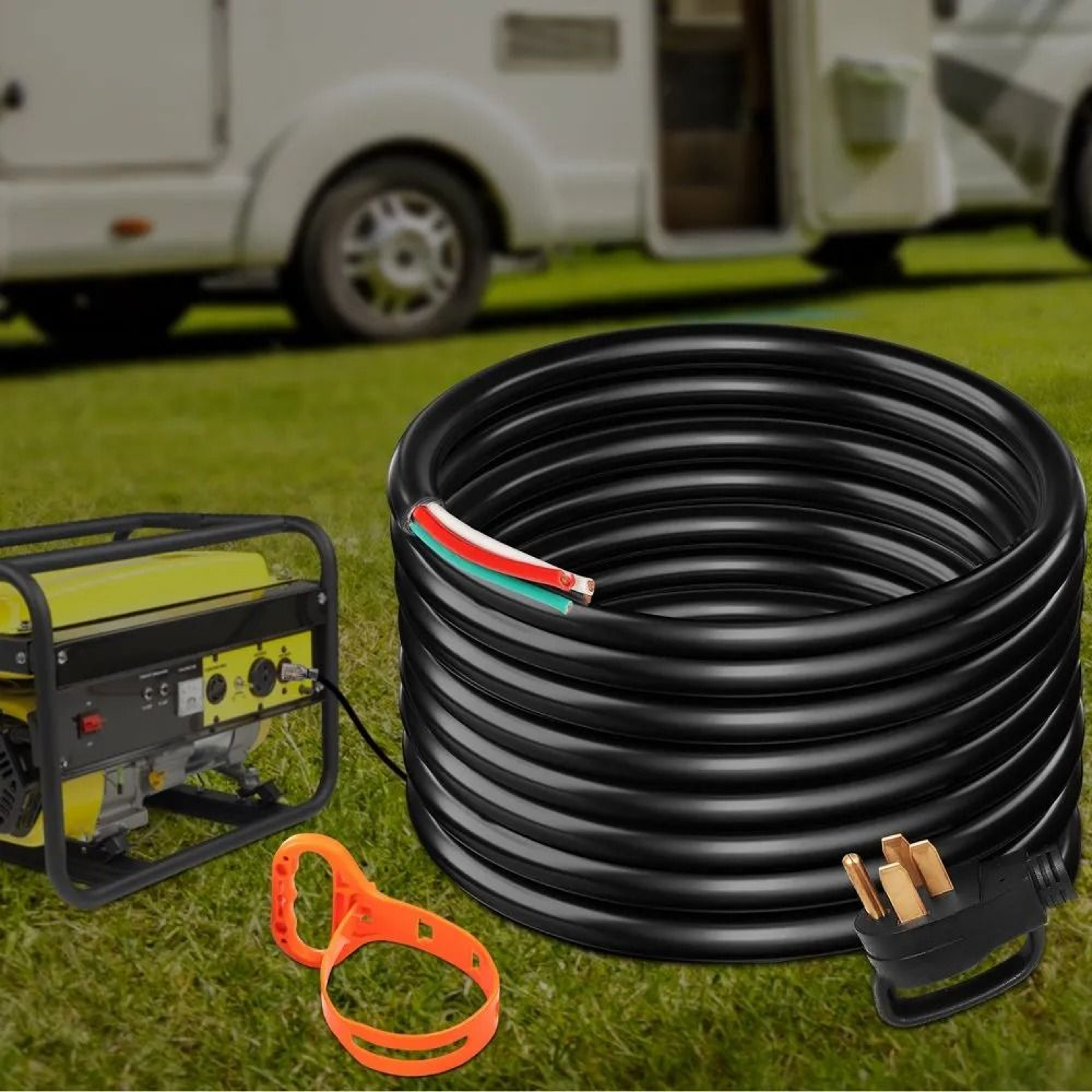 50 Amp Generator Cord 50 FT Heavy Duty NEMA 1450P To Bare Wire Power Cable 6