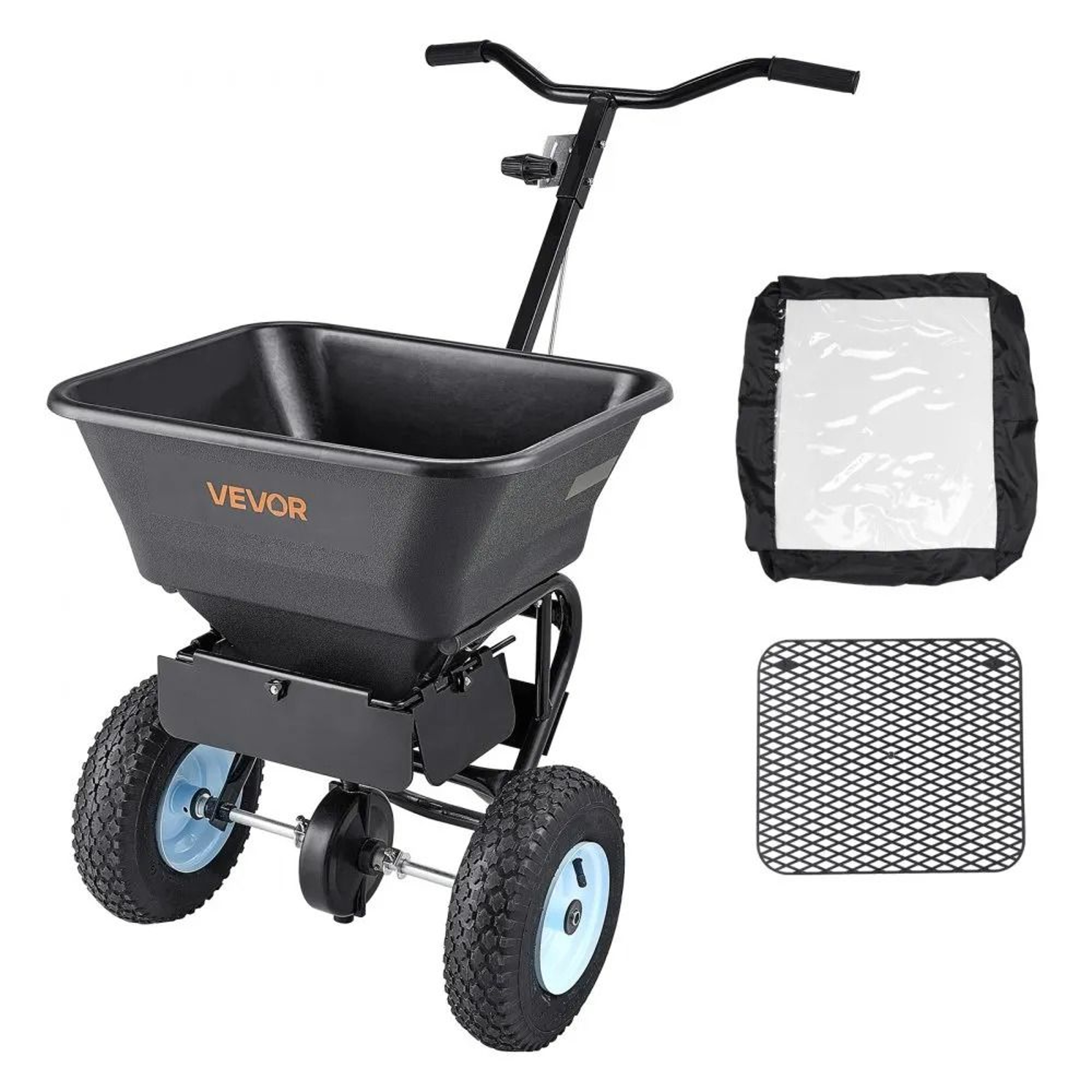 100 Lb Broadcast Spreader With 13 Inch Pneumatic Tires And Adjustable 98 Ft Spread 0