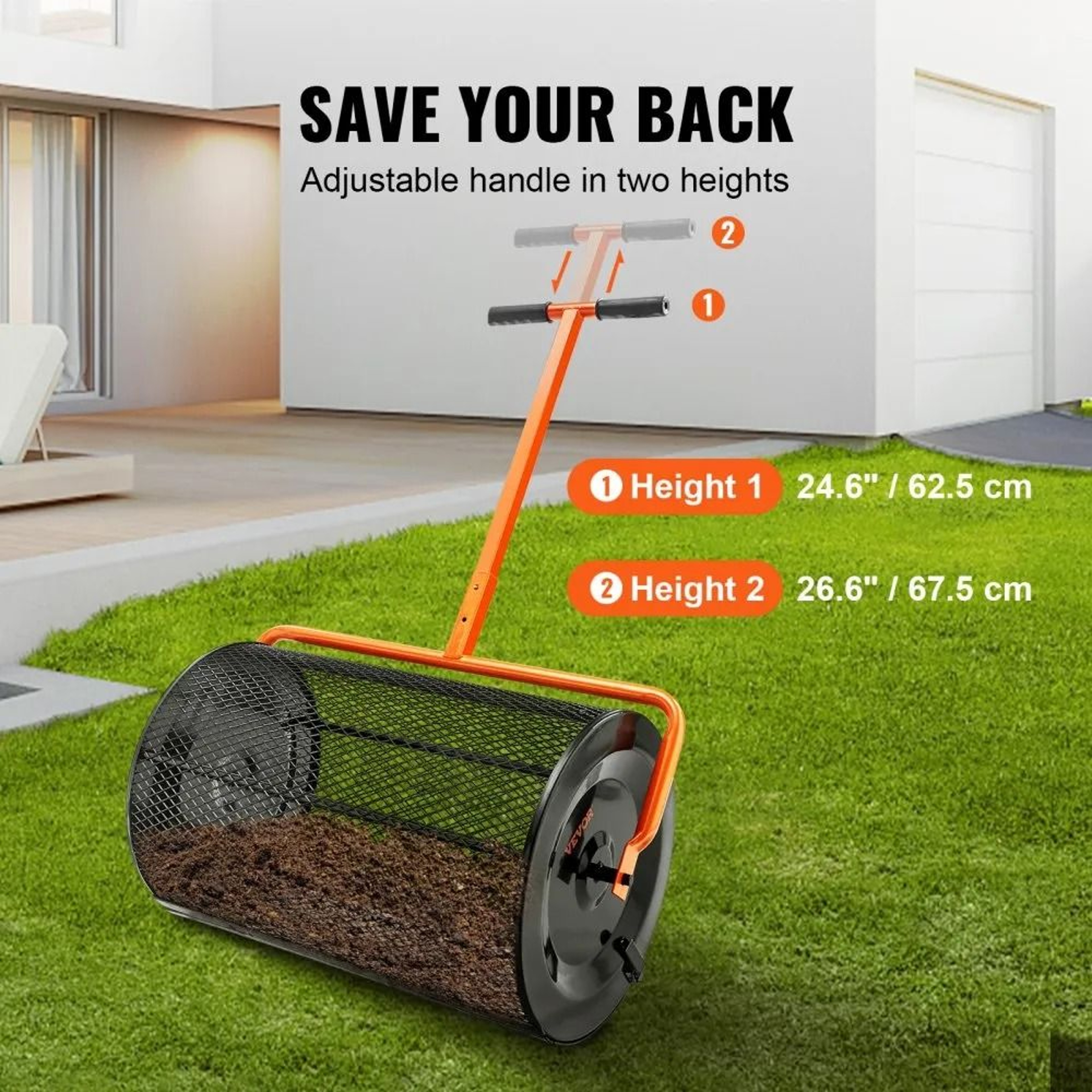 24 Inch Compost Spreader And Peat Moss Spreader With Adjustable Handle 4