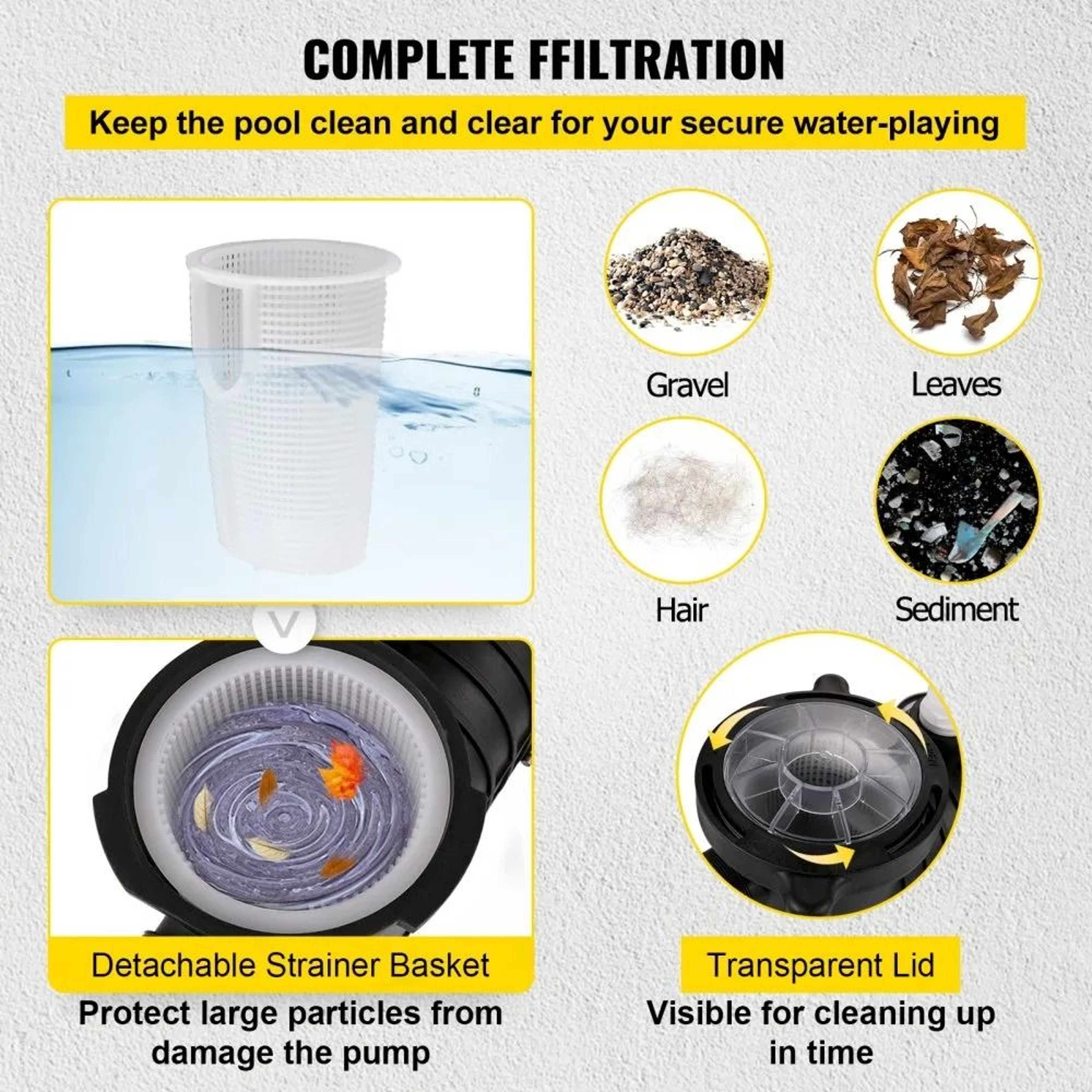 1HP Above Ground Pool Pump 5544 GPH Dual Voltage With Strainer Basket 3