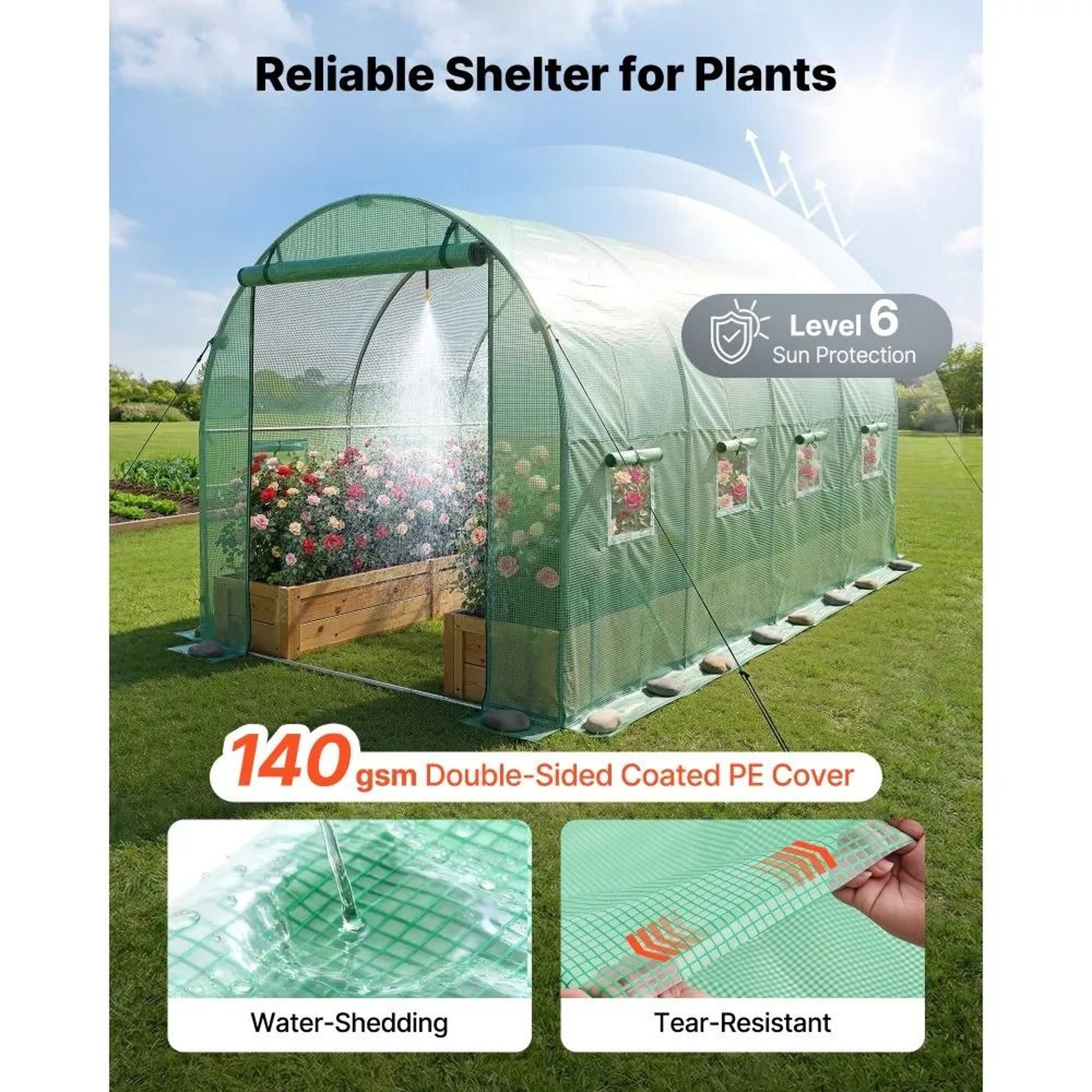 Walk In Tunnel Greenhouse With Watering System And Galvanized Steel Frame 3