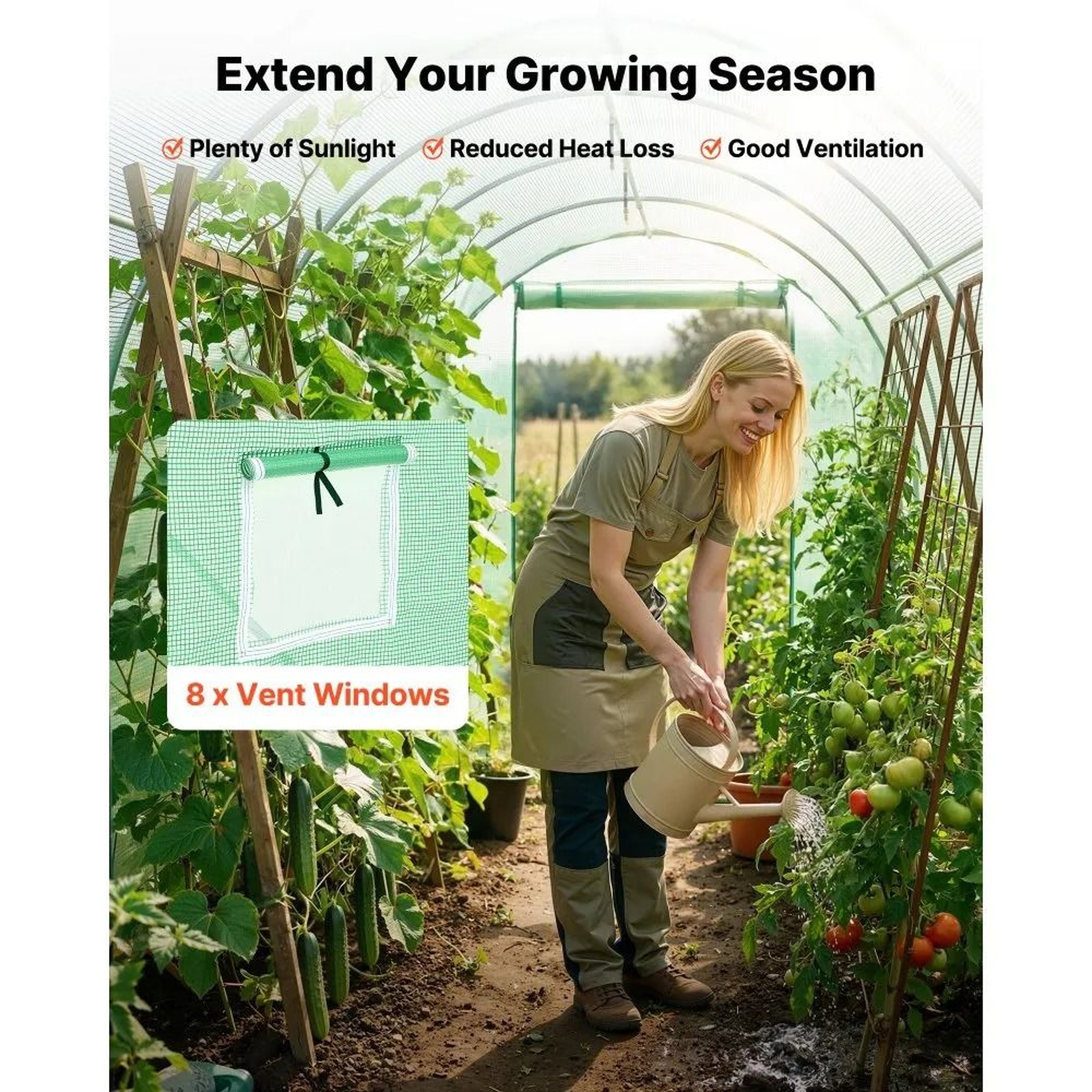 Walk In Tunnel Greenhouse With Watering System And Galvanized Steel Frame 2