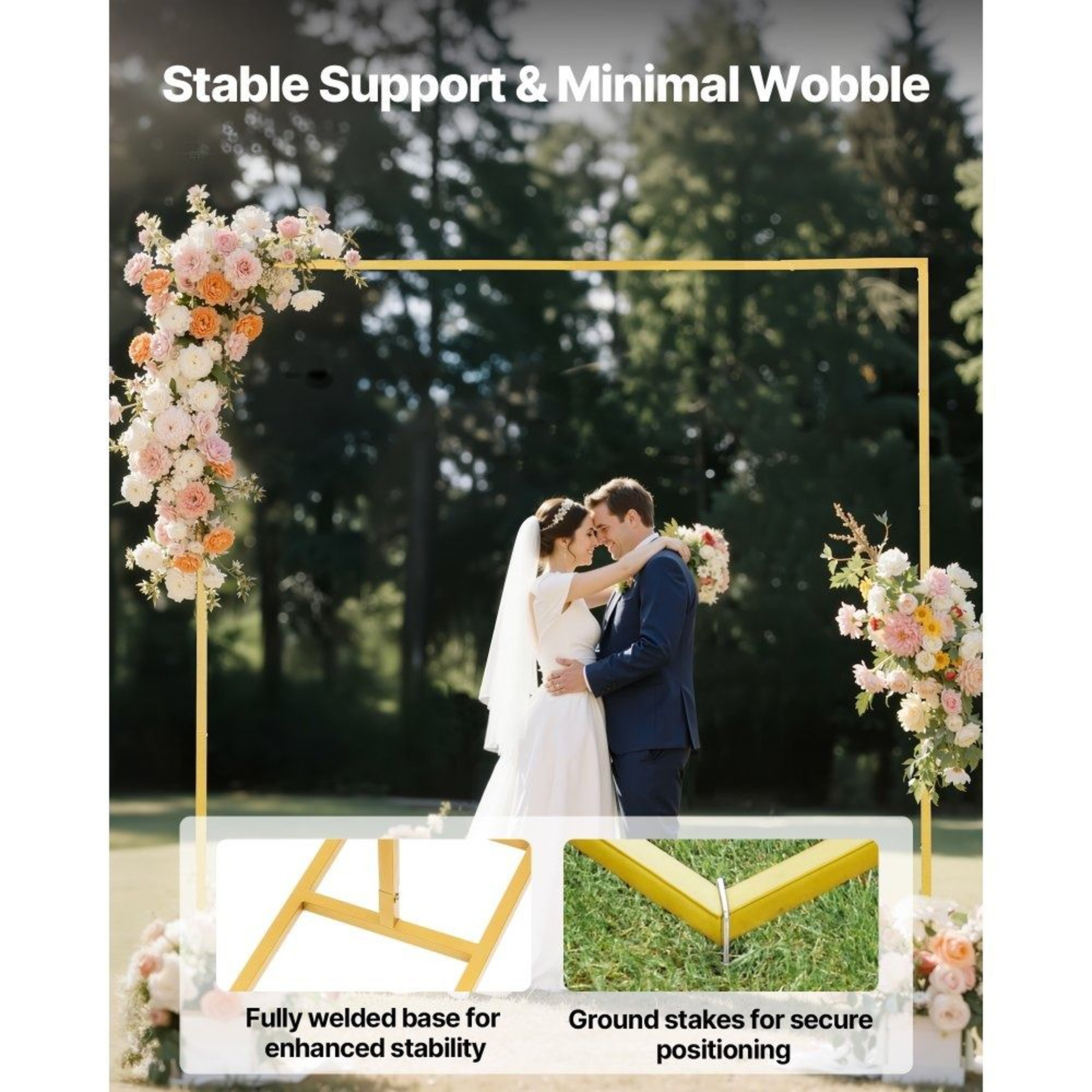 8 X 8 Ft Gold Wedding Arch Backdrop Stand For Parties And Ceremonies 2