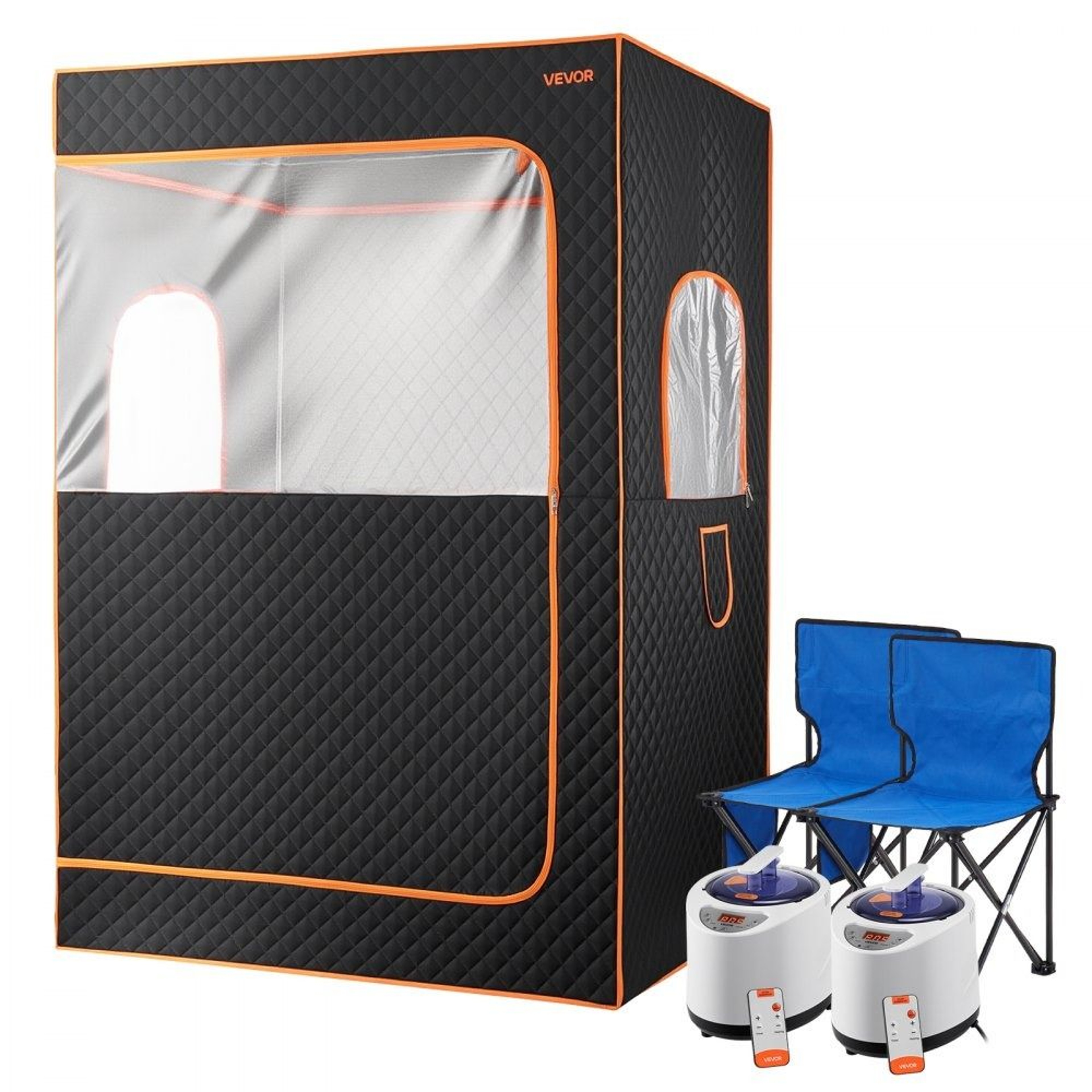 2 Person Portable Steam Sauna With 1000W Steamer Chairs And Remote 0