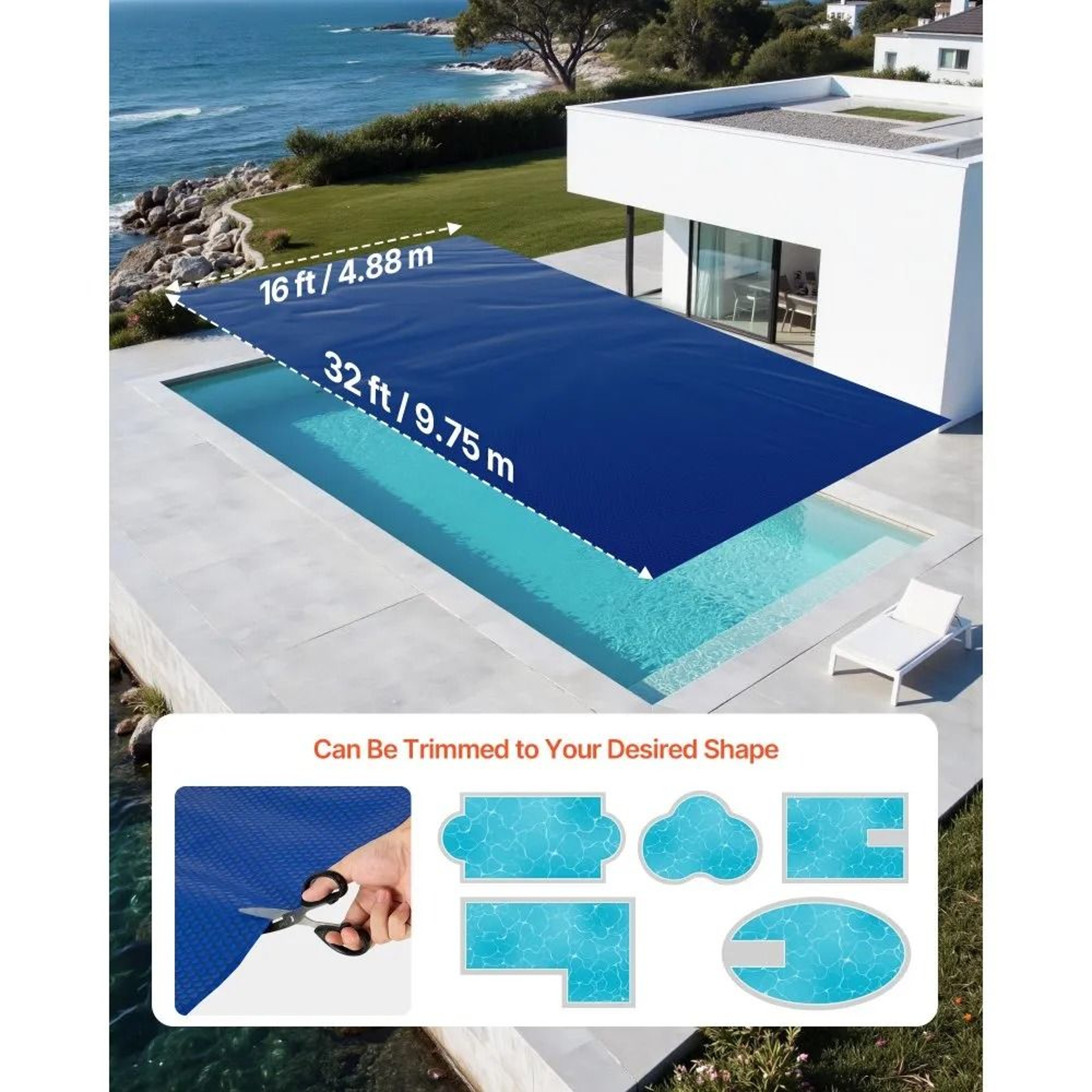 16 Mil Solar Pool Cover 32 X 16 Ft Heat Retaining Pool Blanket 3