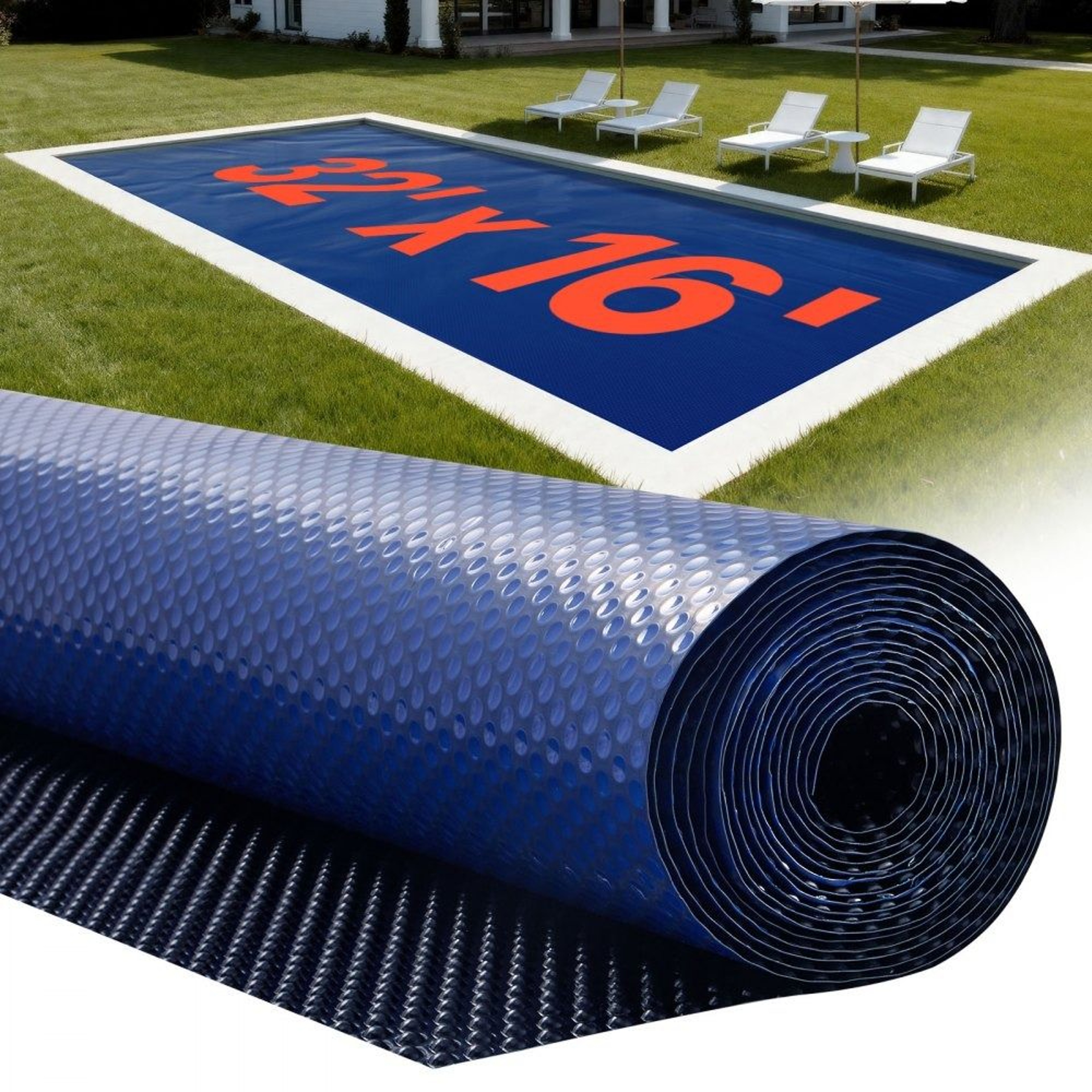 16 Mil Solar Pool Cover 32 X 16 Ft Heat Retaining Pool Blanket 0