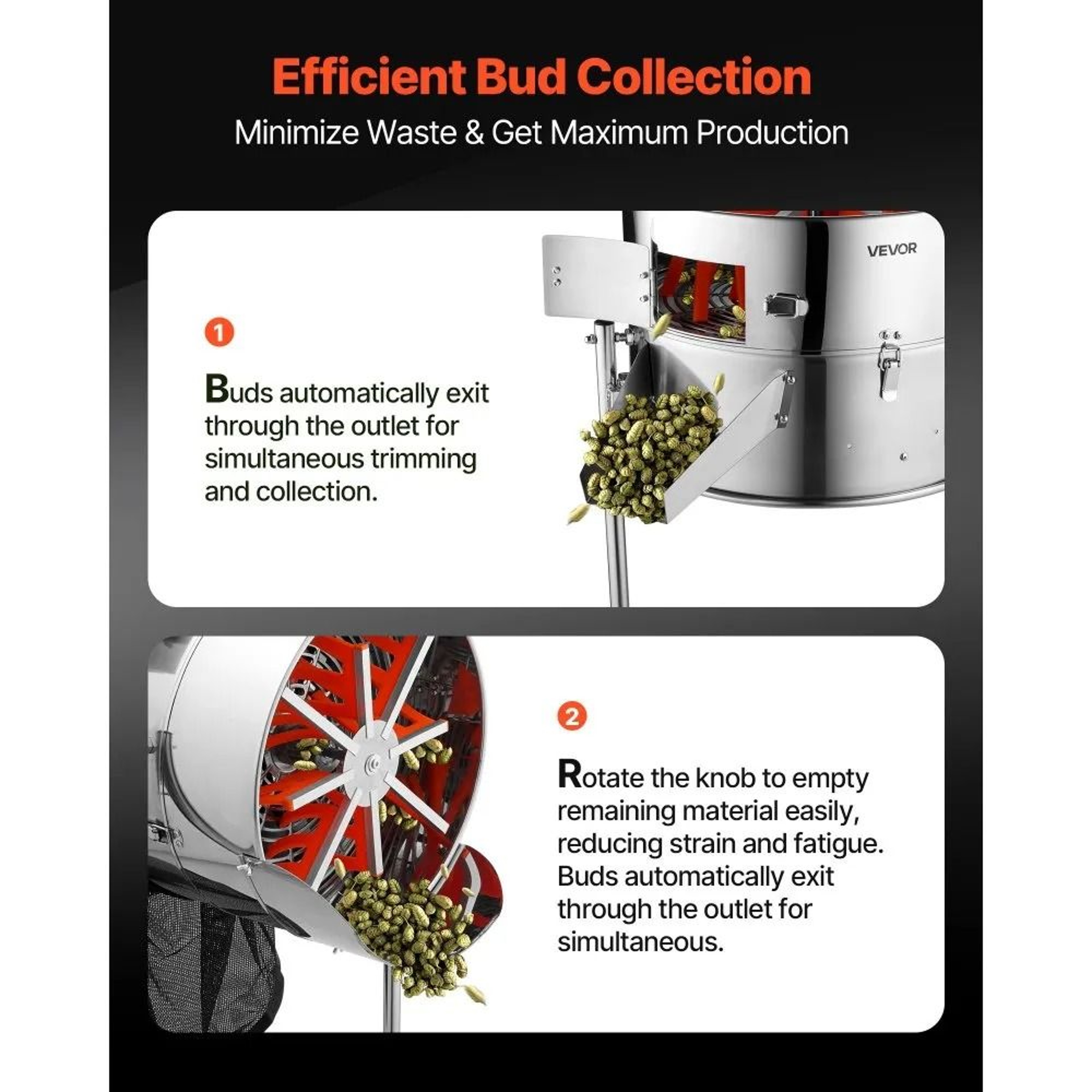 18 Inch Electric Bud Trimmer With Adjustable Speed Tiltable Drum And Stainless Steel Blades 5