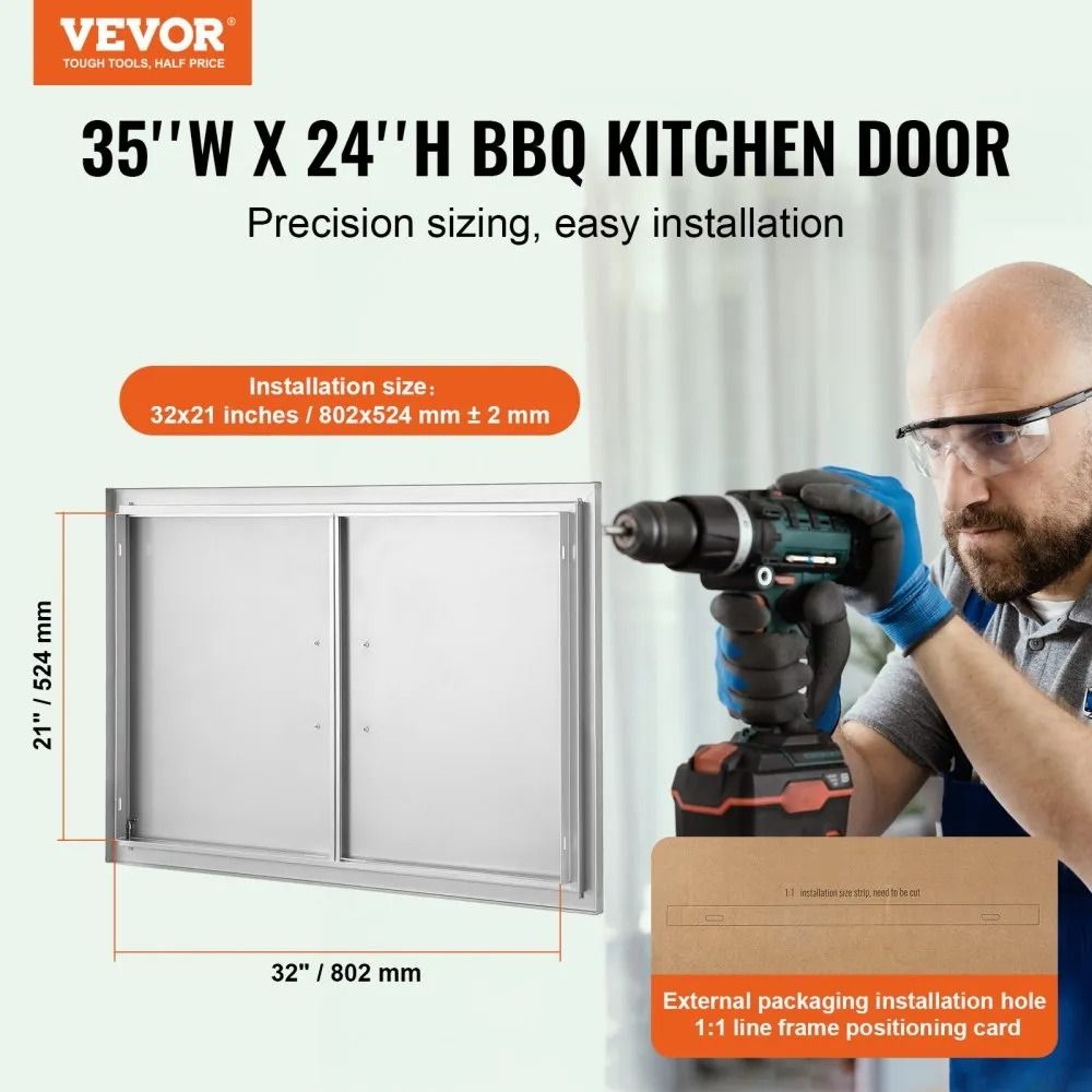 35 X 24 Stainless Steel BBQ Access Door Double Outdoor Kitchen Cabinet Door 2