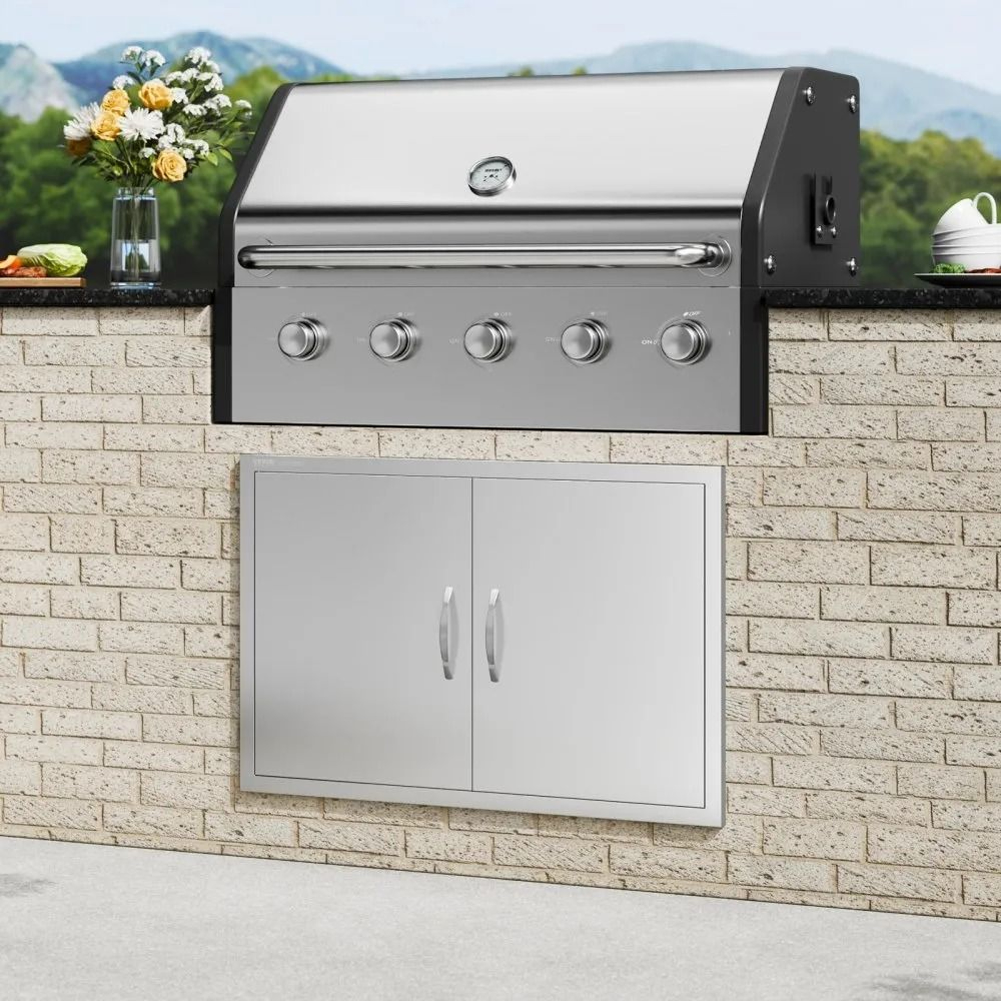 35 X 24 Stainless Steel BBQ Access Door Double Outdoor Kitchen Cabinet Door 6