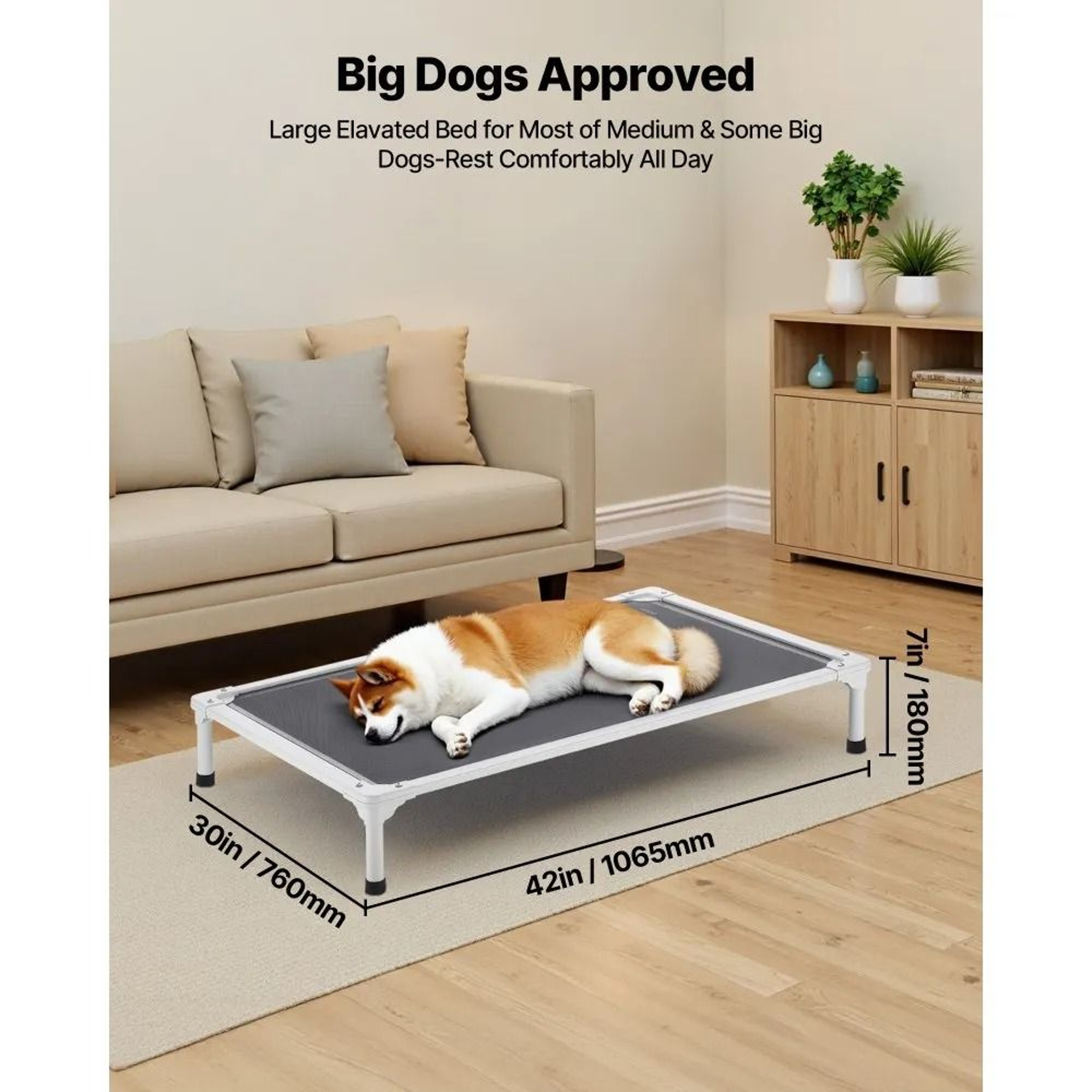 Cooling Elevated Dog Bed With Breathable Mesh And Aluminum Frame For Large Dogs 2