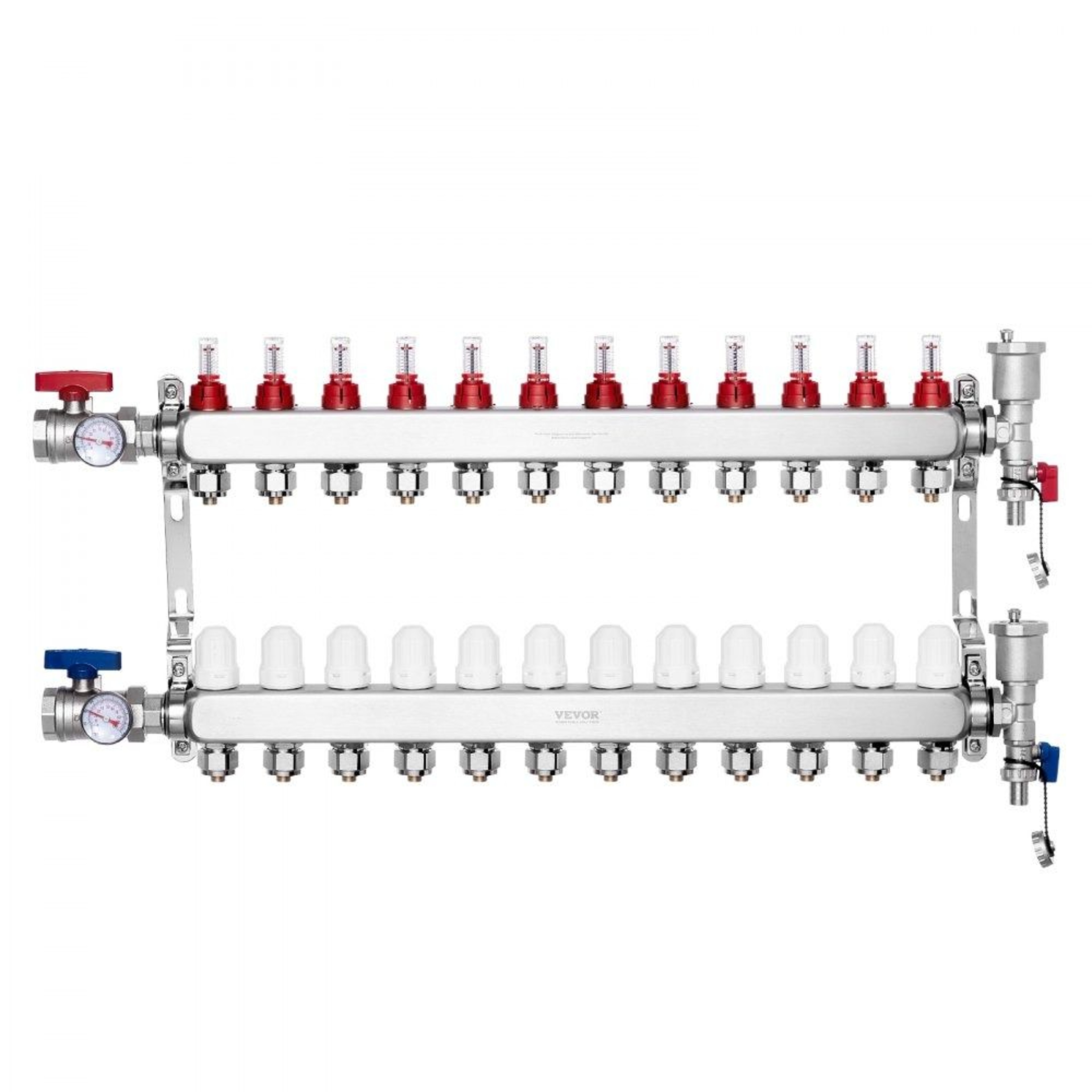 12 Branch Radiant Heat Manifold Stainless Steel PEX Manifold For Hydronic Floor Heating 7