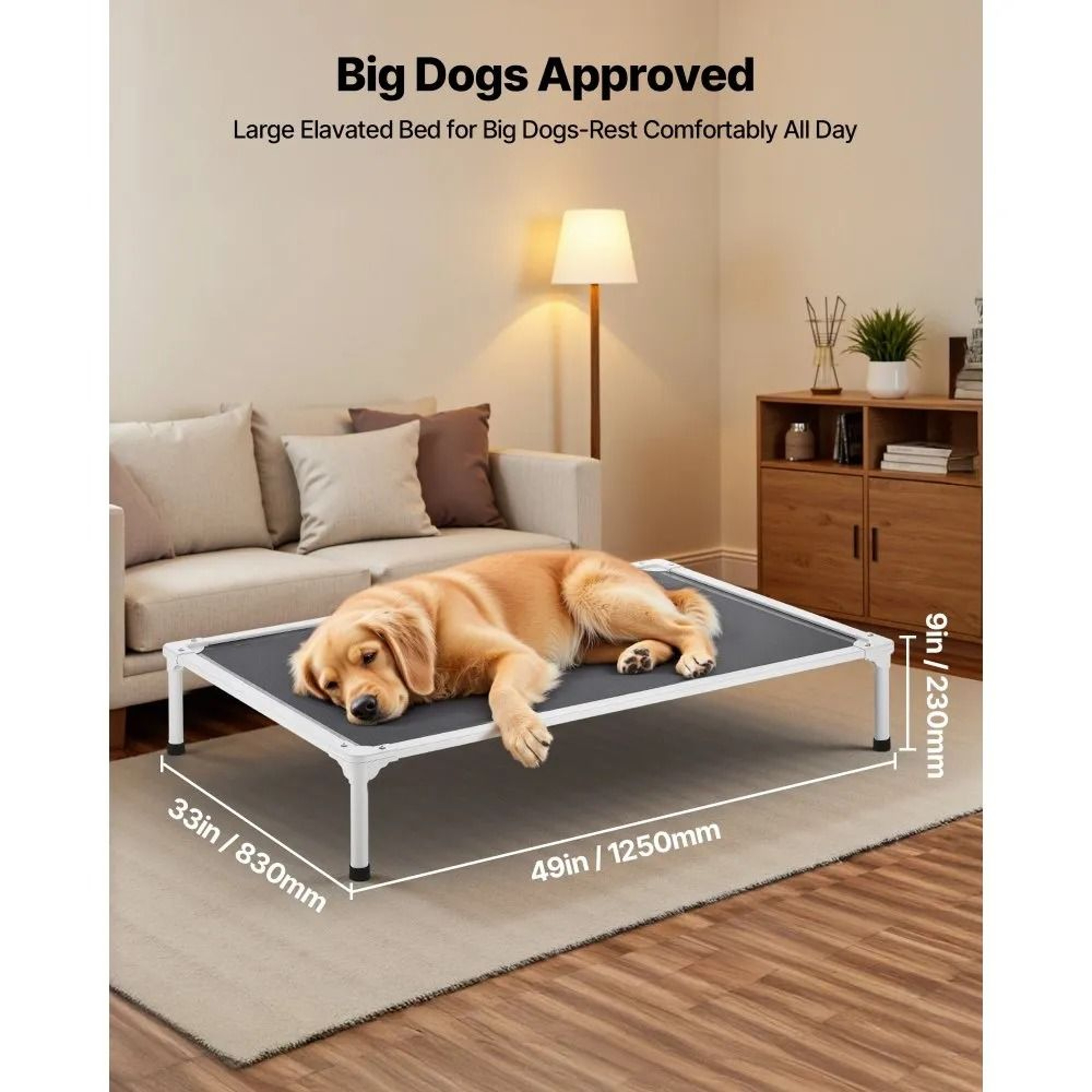 XL Elevated Dog Bed With Breathable Mesh Aluminum Frame And Portable Raised Dog Cot 4