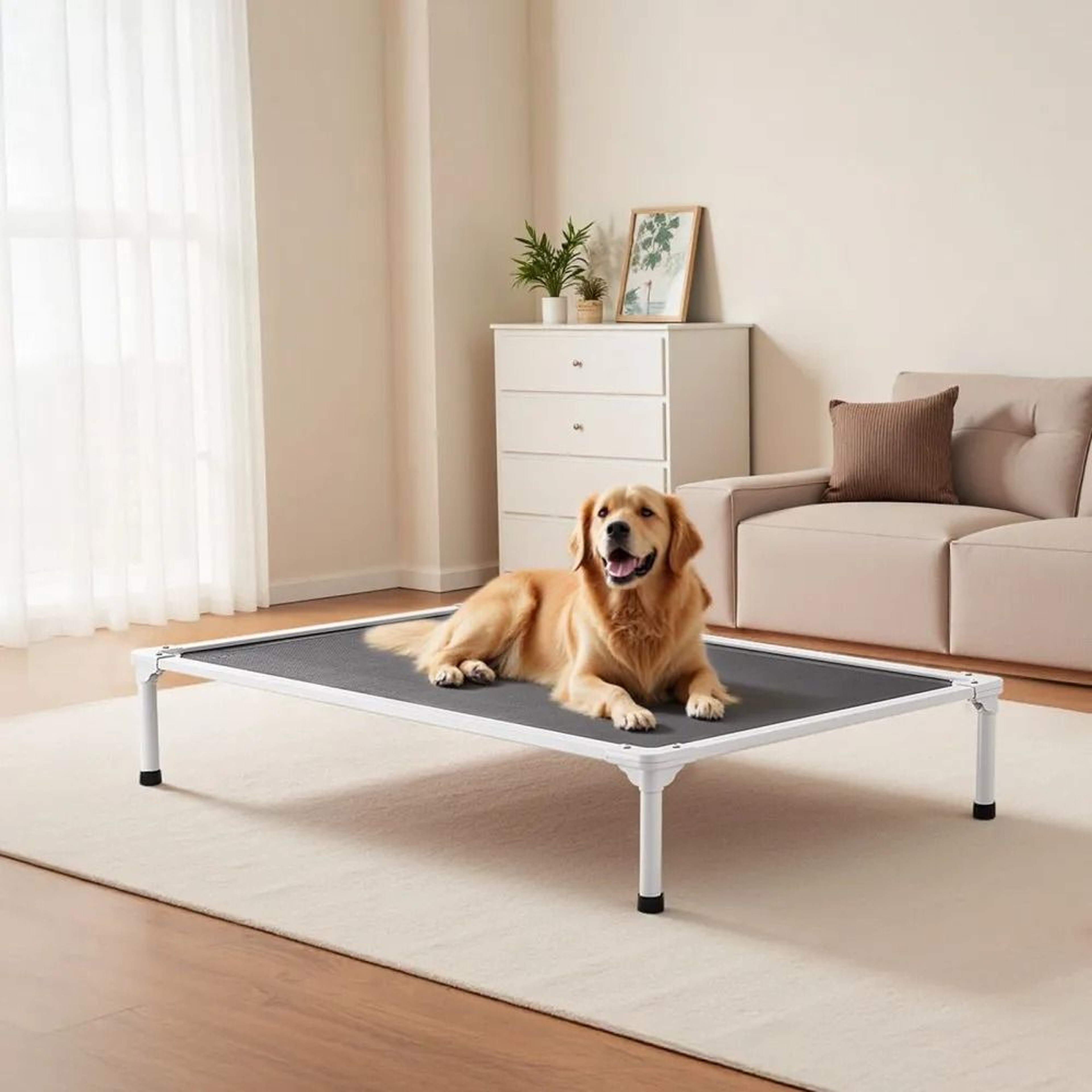 XL Elevated Dog Bed With Breathable Mesh Aluminum Frame And Portable Raised Dog Cot 6