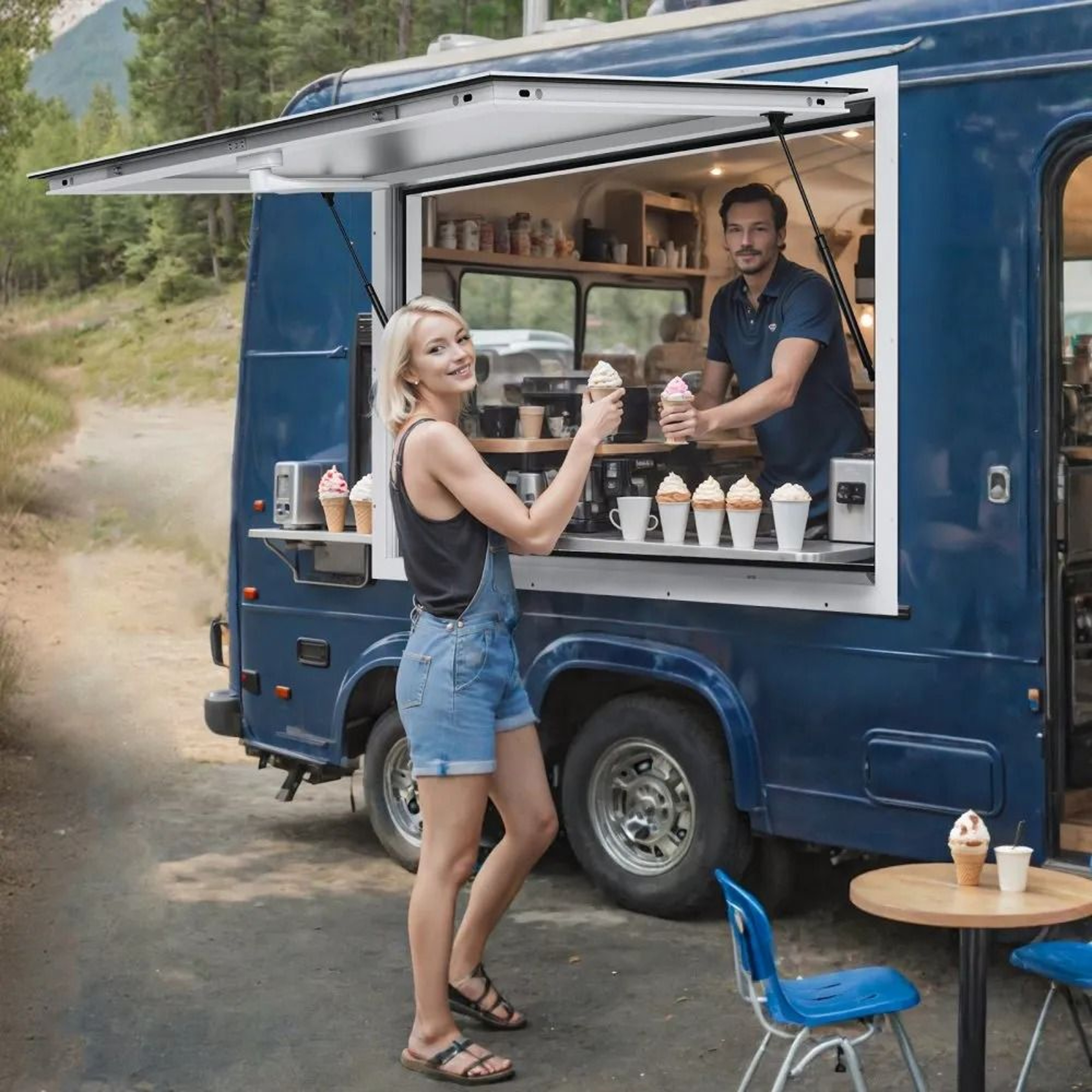 72 X 36 Food Truck Concession Window With Aluminum Frame And Awning Door 6
