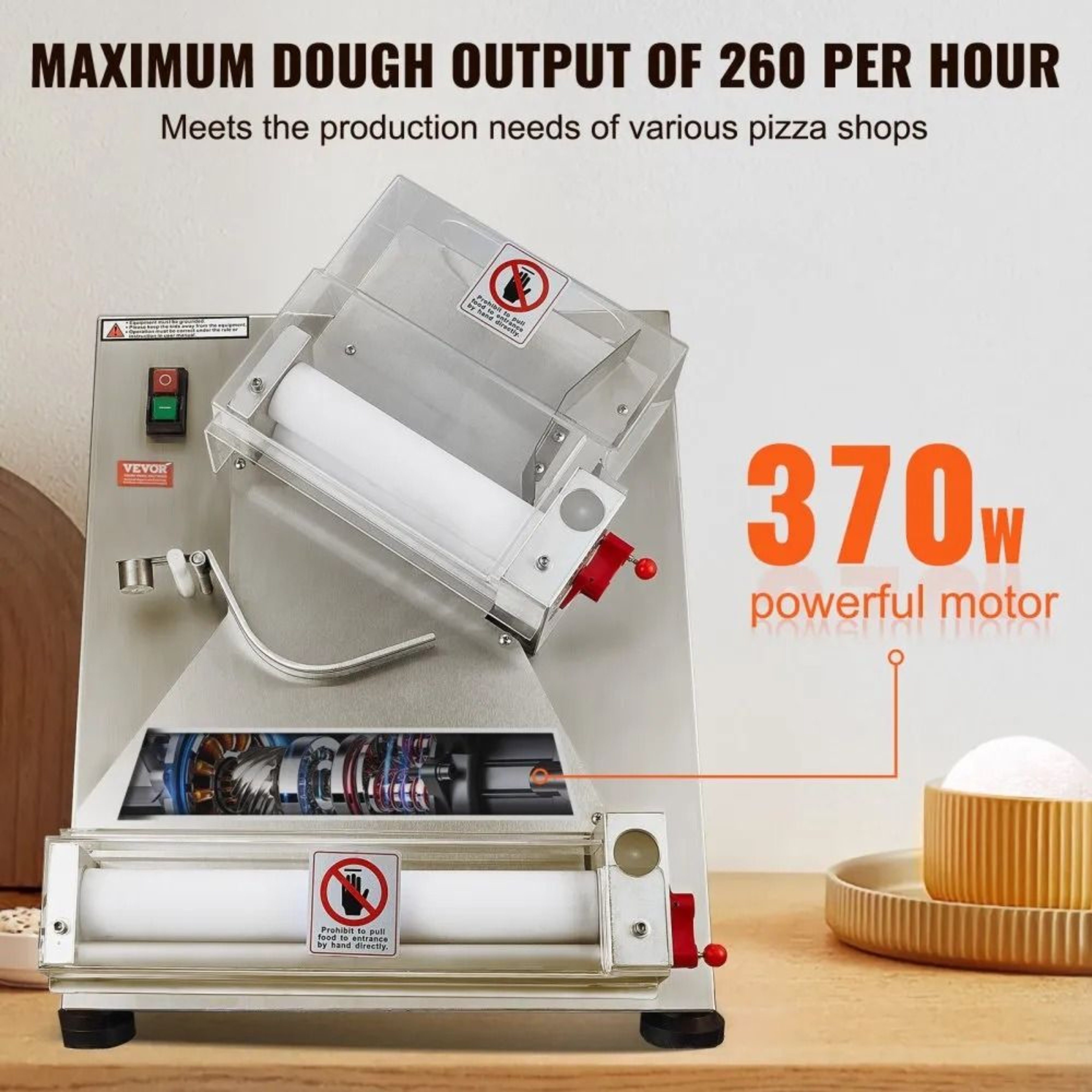 Commercial Pizza Dough Roller Sheeter With Automatic Press And Adjustable Thickness 1