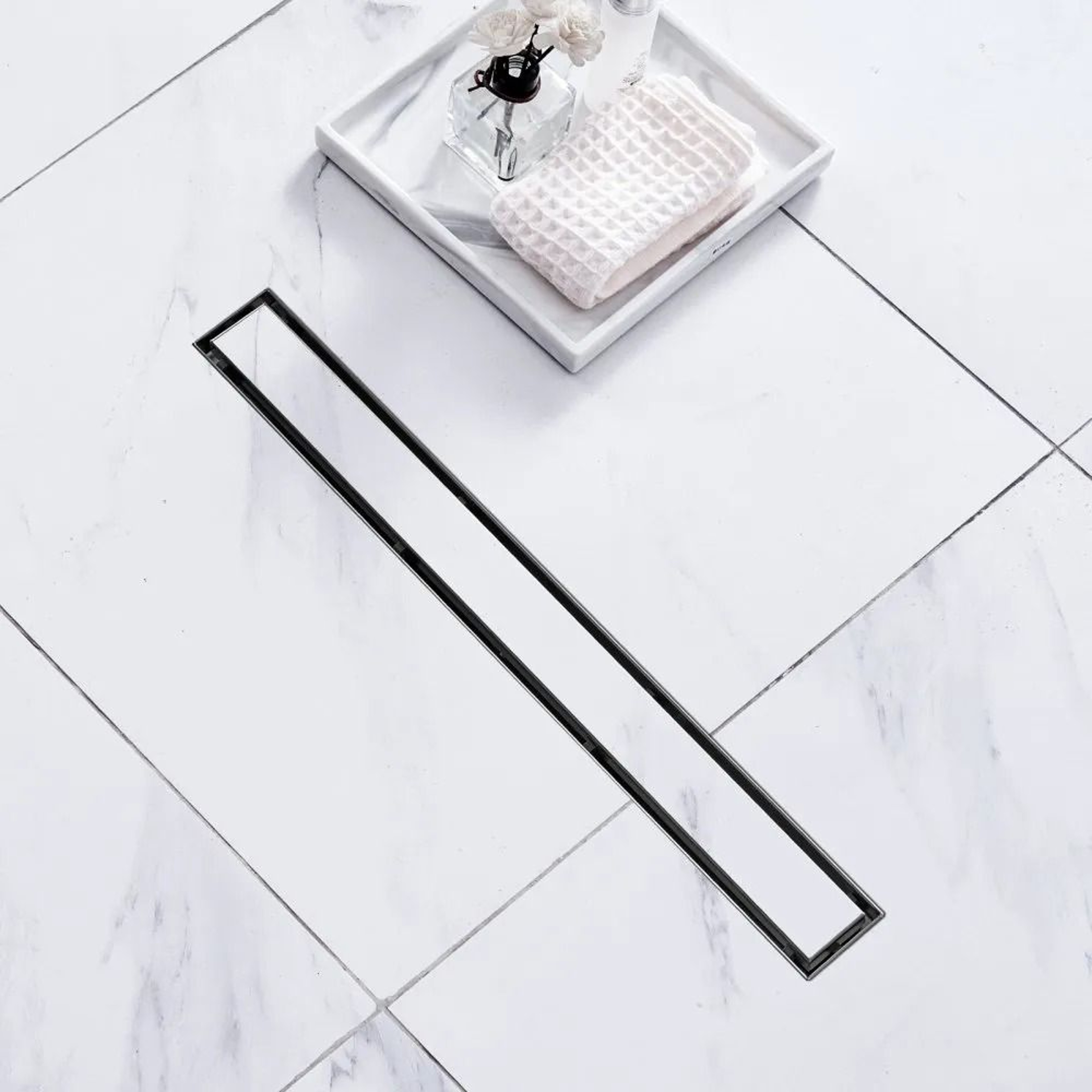 24 Inch Linear Shower Drain With Tile Insert Hair Strainer And Stainless Steel Floor Drain 0