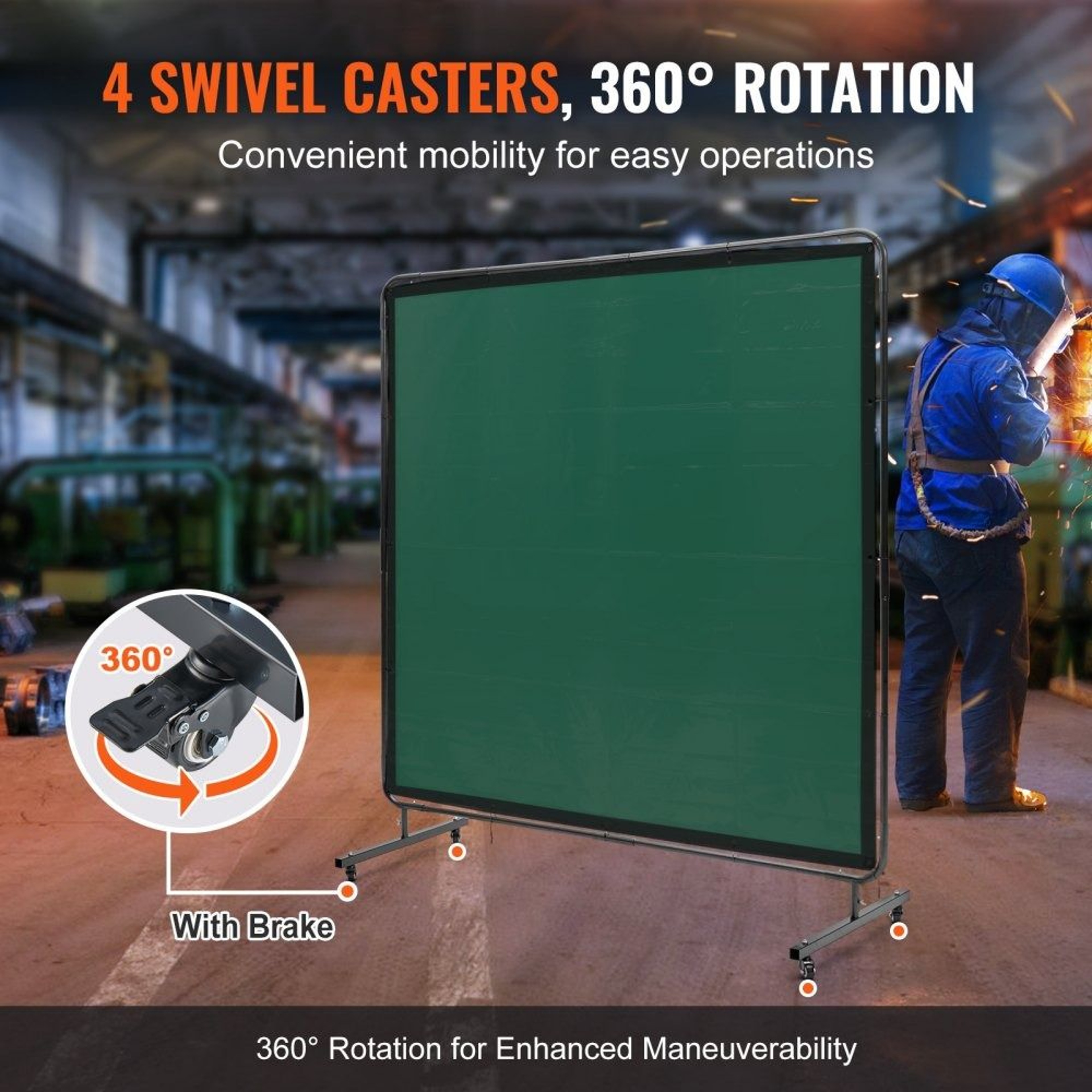 6 X 6 Welding Screen With Frame Flame Resistant Welding Curtain With Lockable Wheels 5