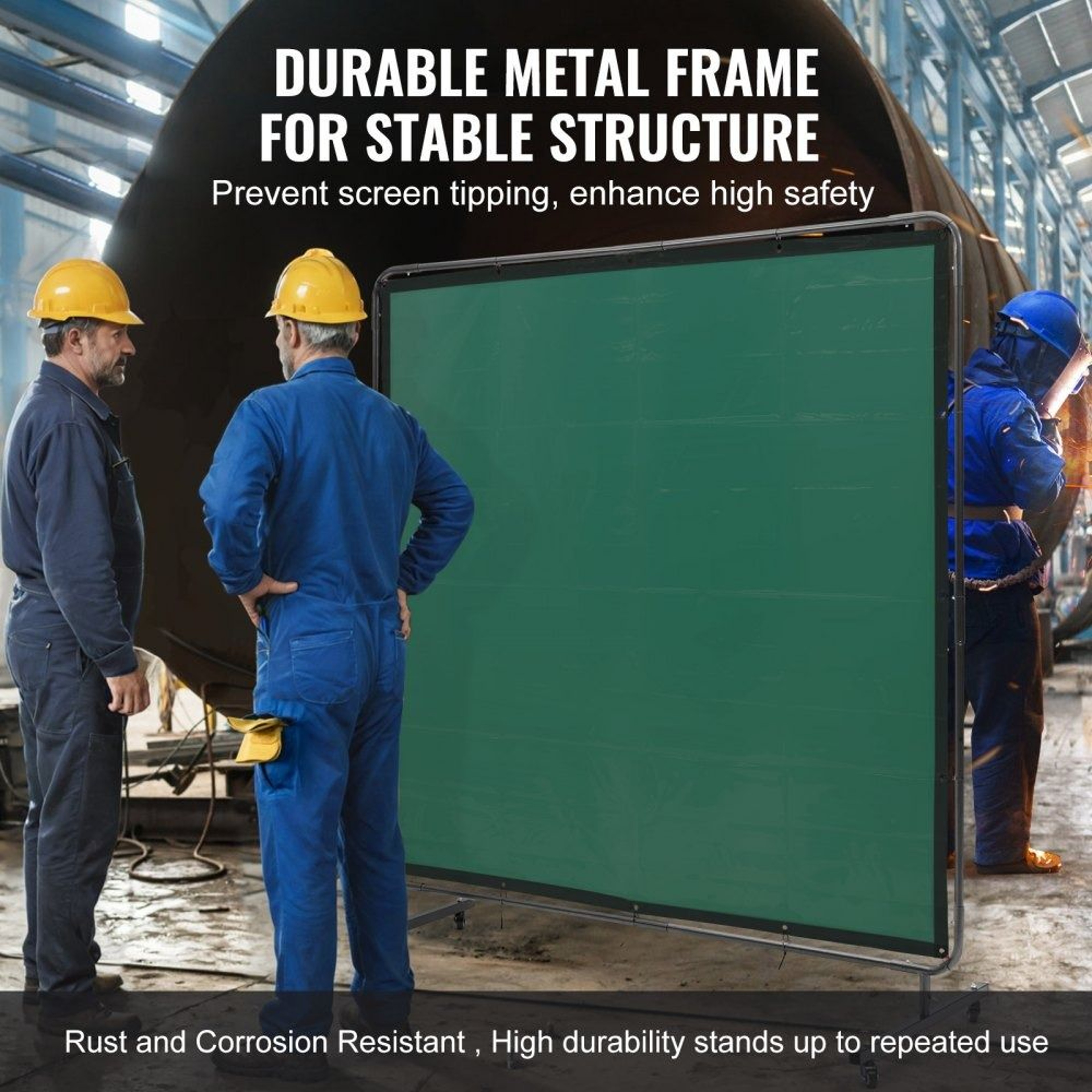 6 X 6 Welding Screen With Frame Flame Resistant Welding Curtain With Lockable Wheels 4