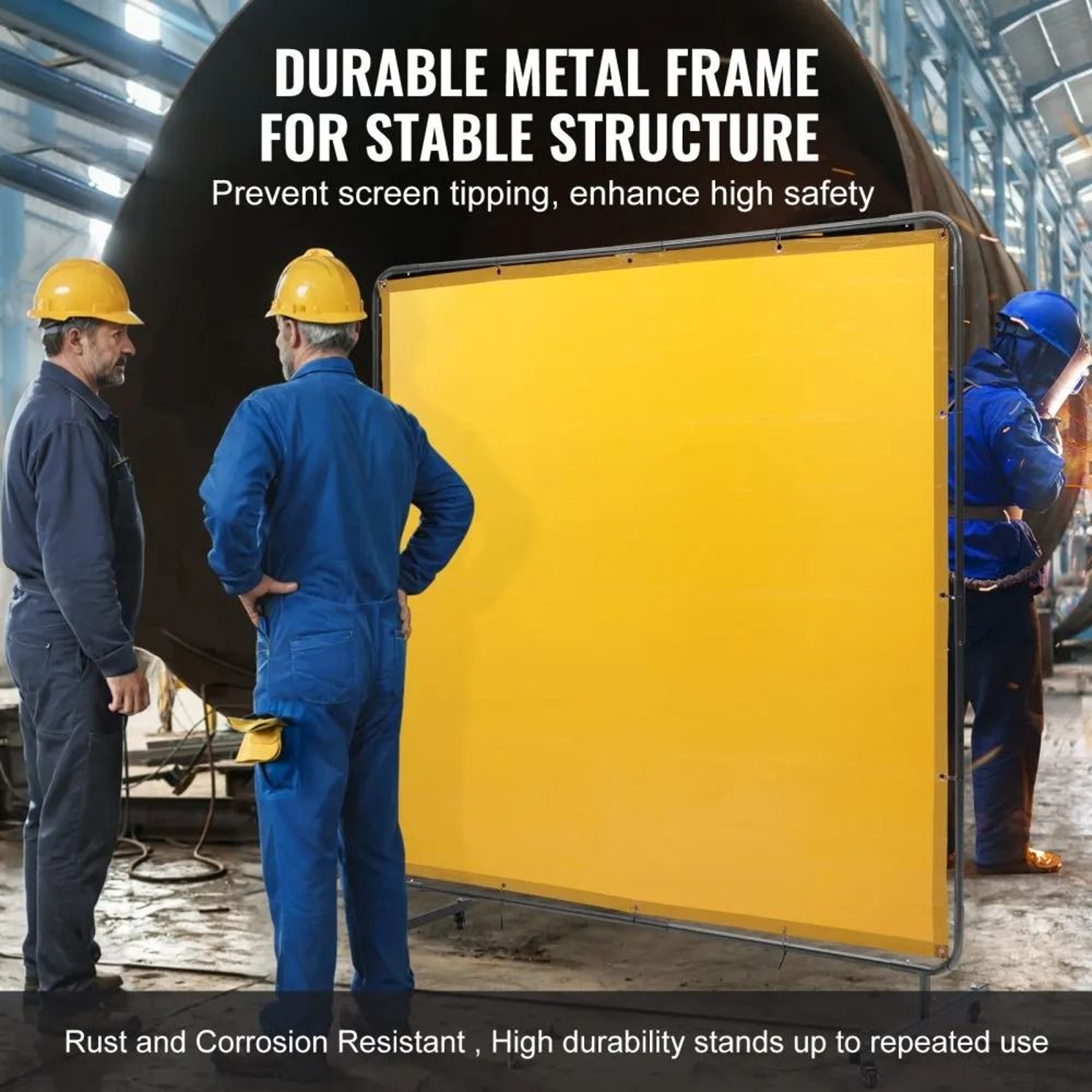 6 X 6 Mobile Welding Screen With Flame Resistant Vinyl Curtain And Locking Wheels 3