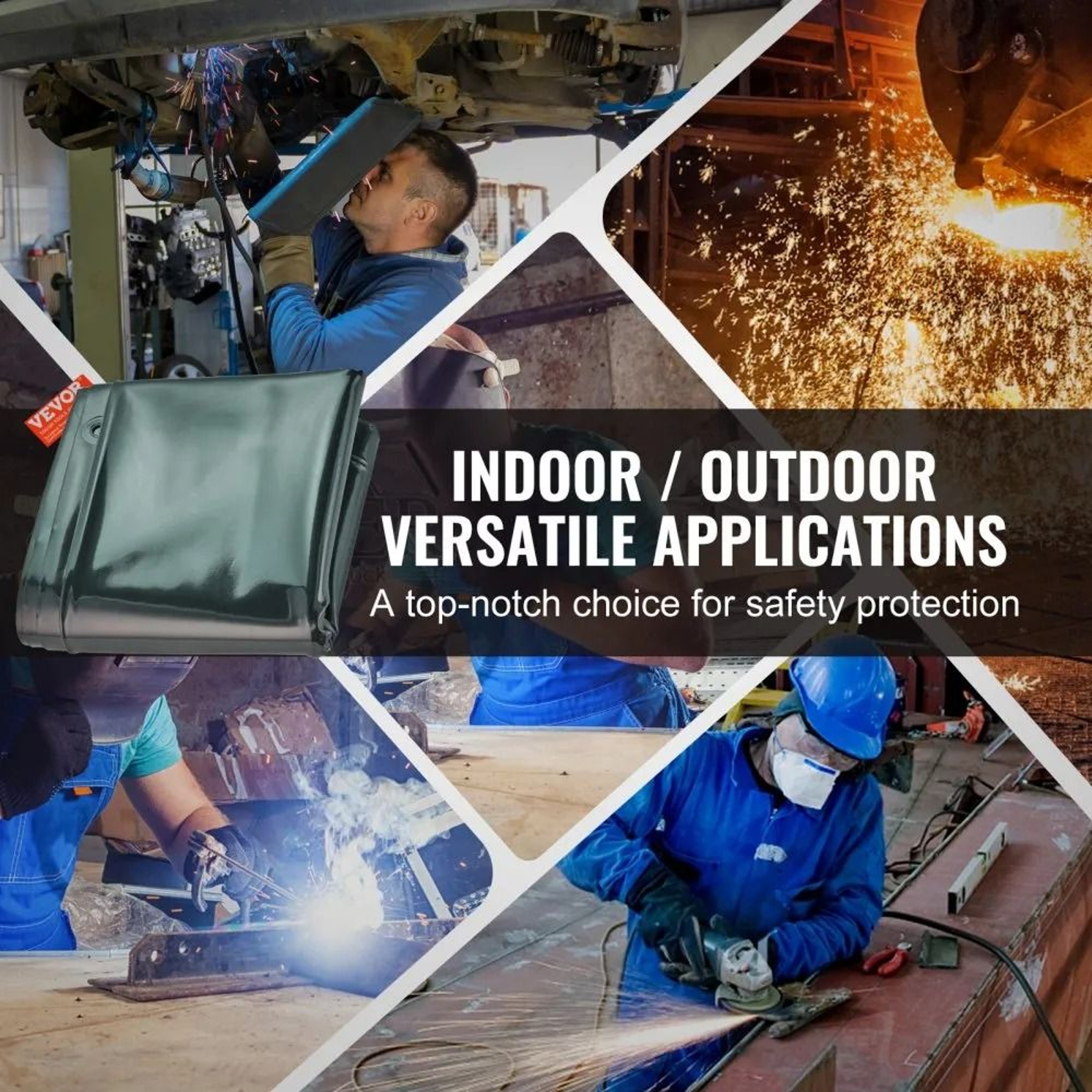 6 X 8 FT Mobile Welding Screen With Flame Resistant Curtain UV Protection And Locking Wheels 6