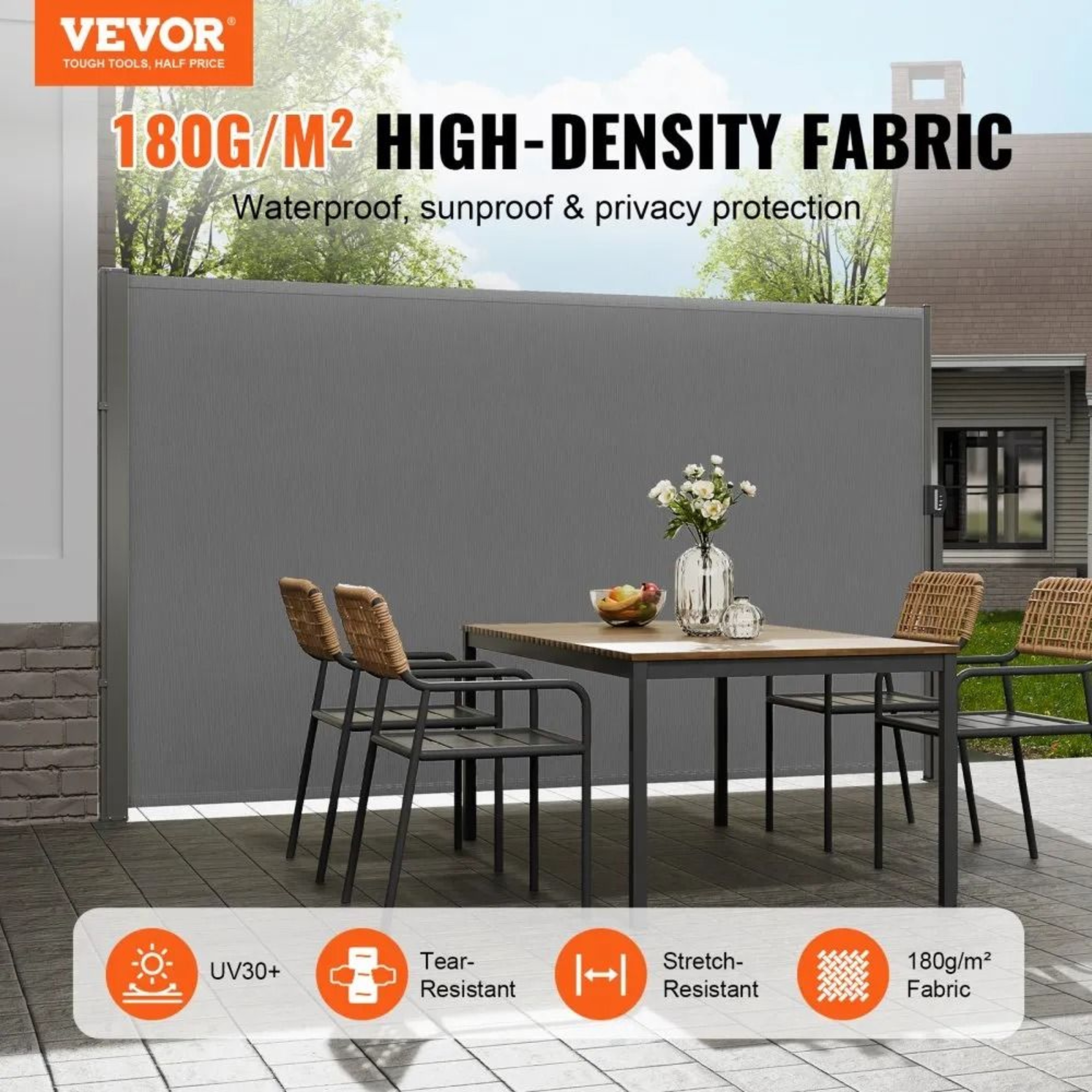 Retractable Side Awning Outdoor Privacy Screen With Waterproof UV Protection 1