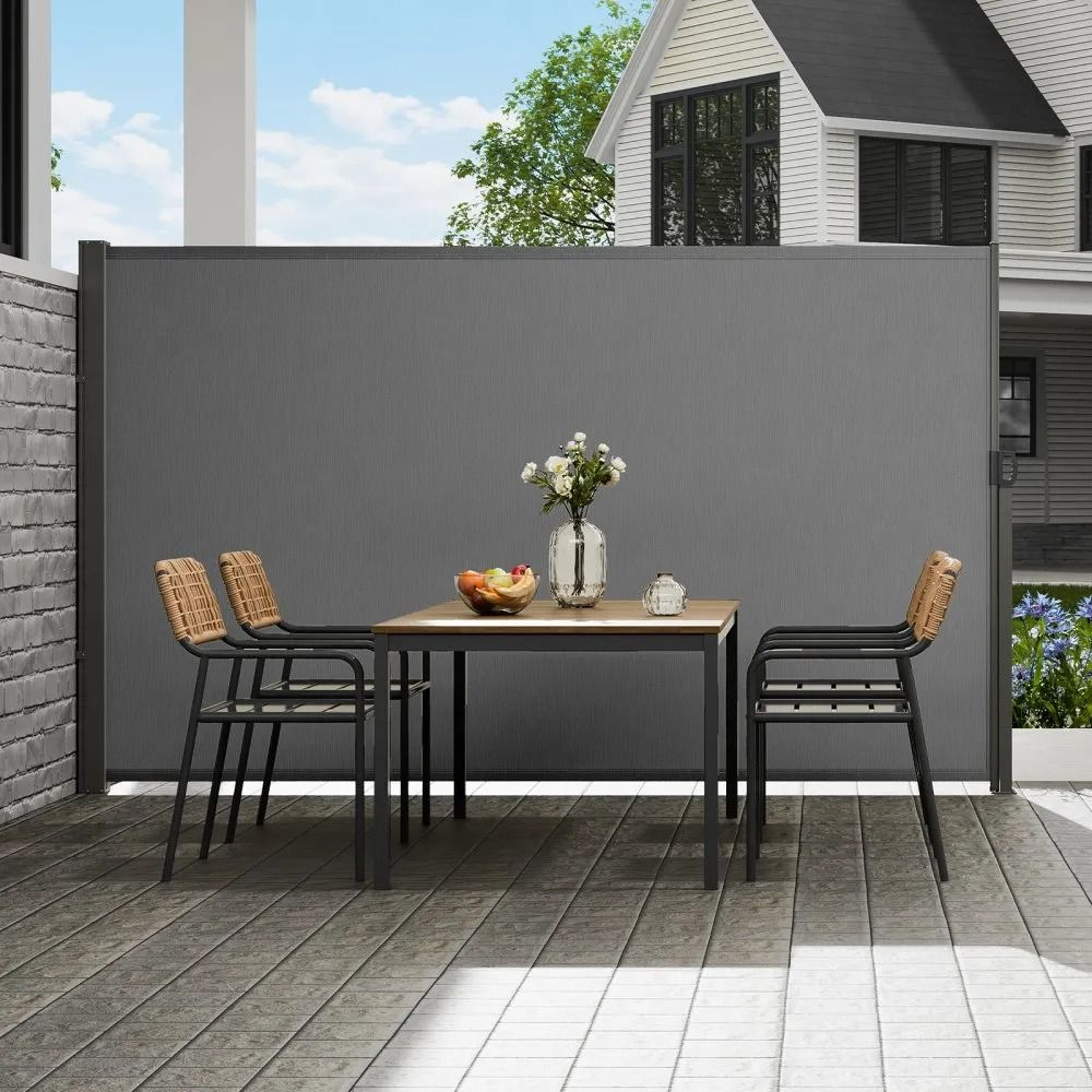 Retractable Side Awning Outdoor Privacy Screen With Waterproof UV Protection 6