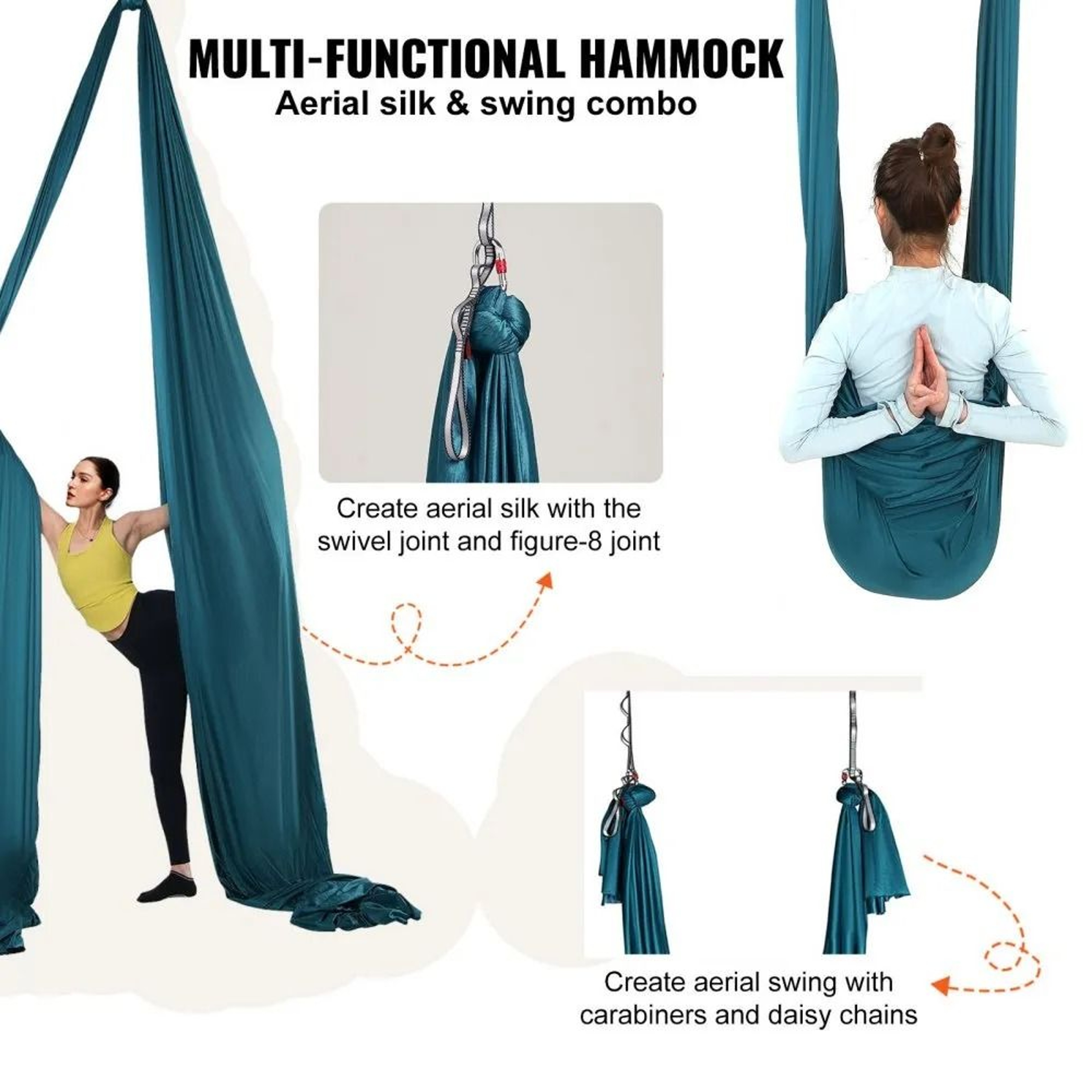 11 Yard Aerial Yoga Hammock Kit With Nylon Aerial Silks And Rigging Hardware 6