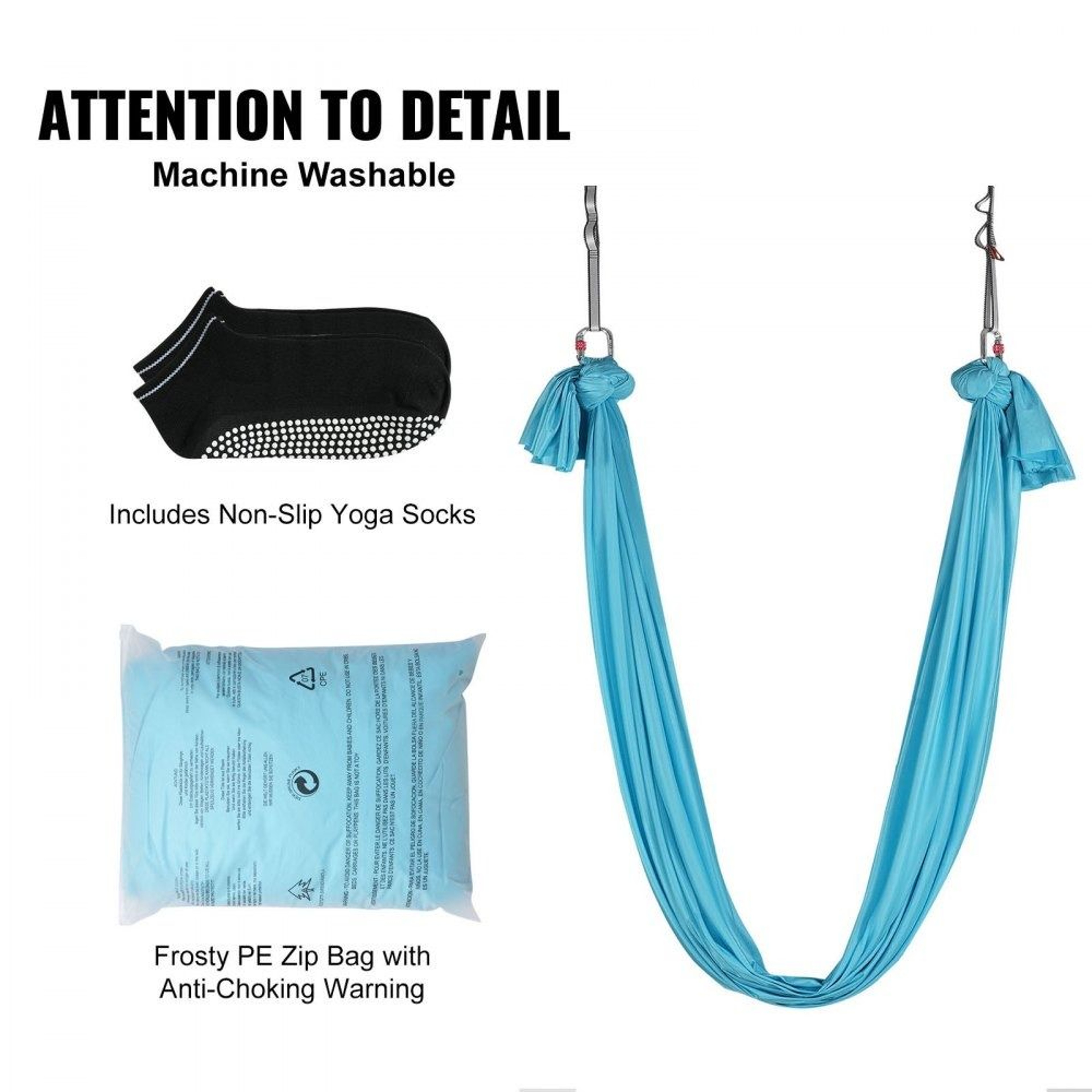 55 Yard Aerial Yoga Hammock Swing With Rigging Kit And Heavy Duty Nylon Fabric 5