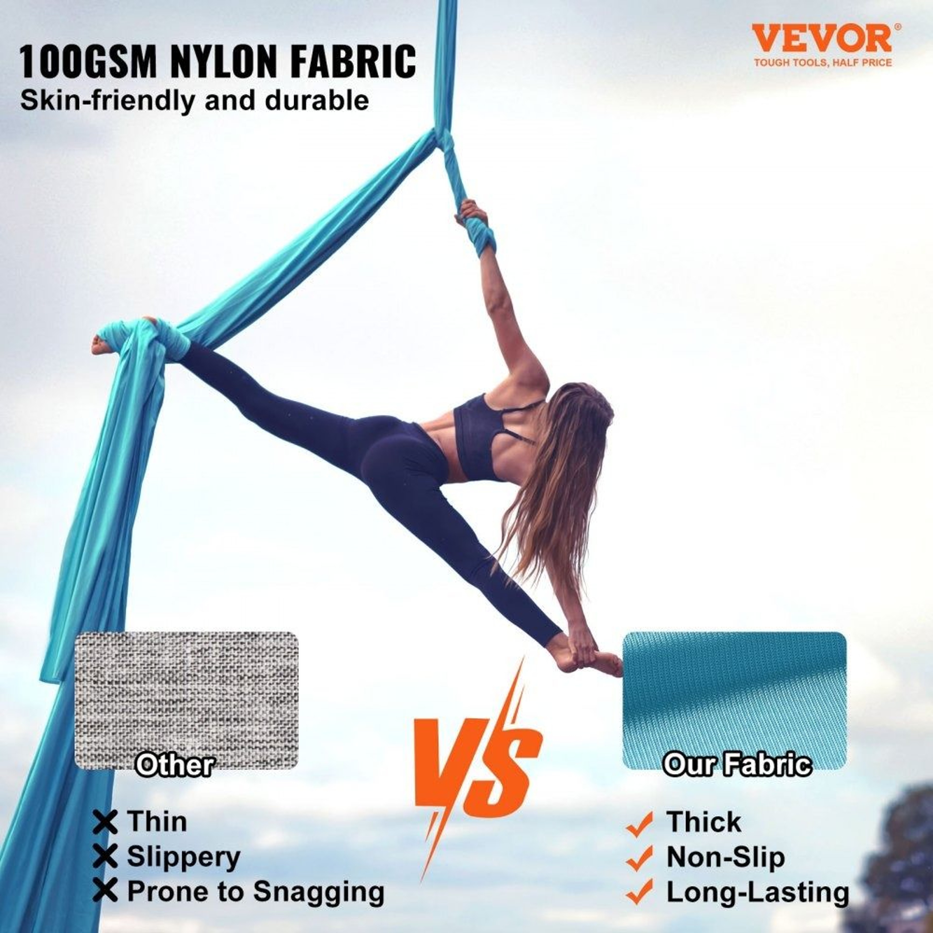 55 Yard Aerial Yoga Hammock Swing With Rigging Kit And Heavy Duty Nylon Fabric 1