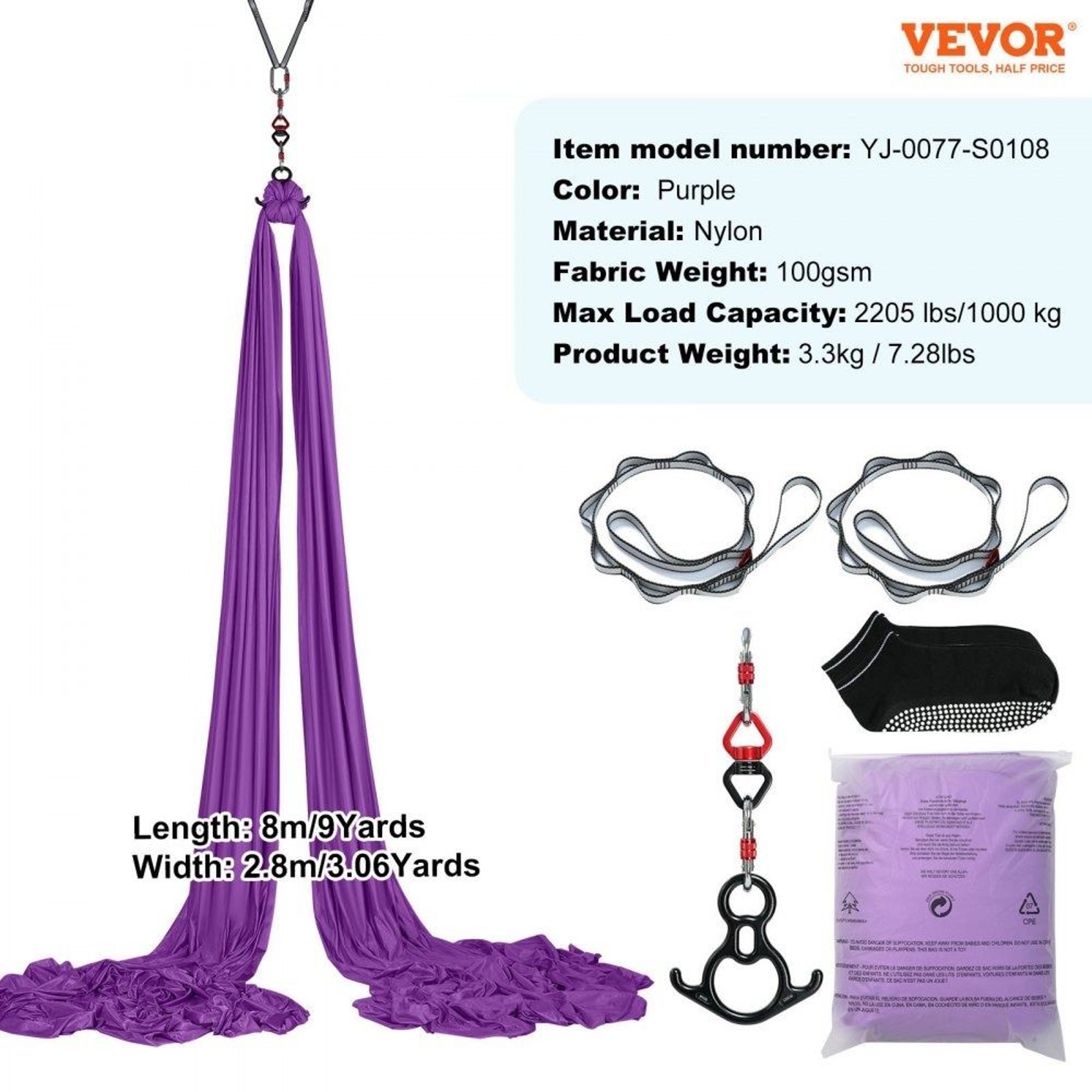 Aerial Yoga Hammock Kit With 87 Yard Aerial Silk And Heavy Duty Rigging 3