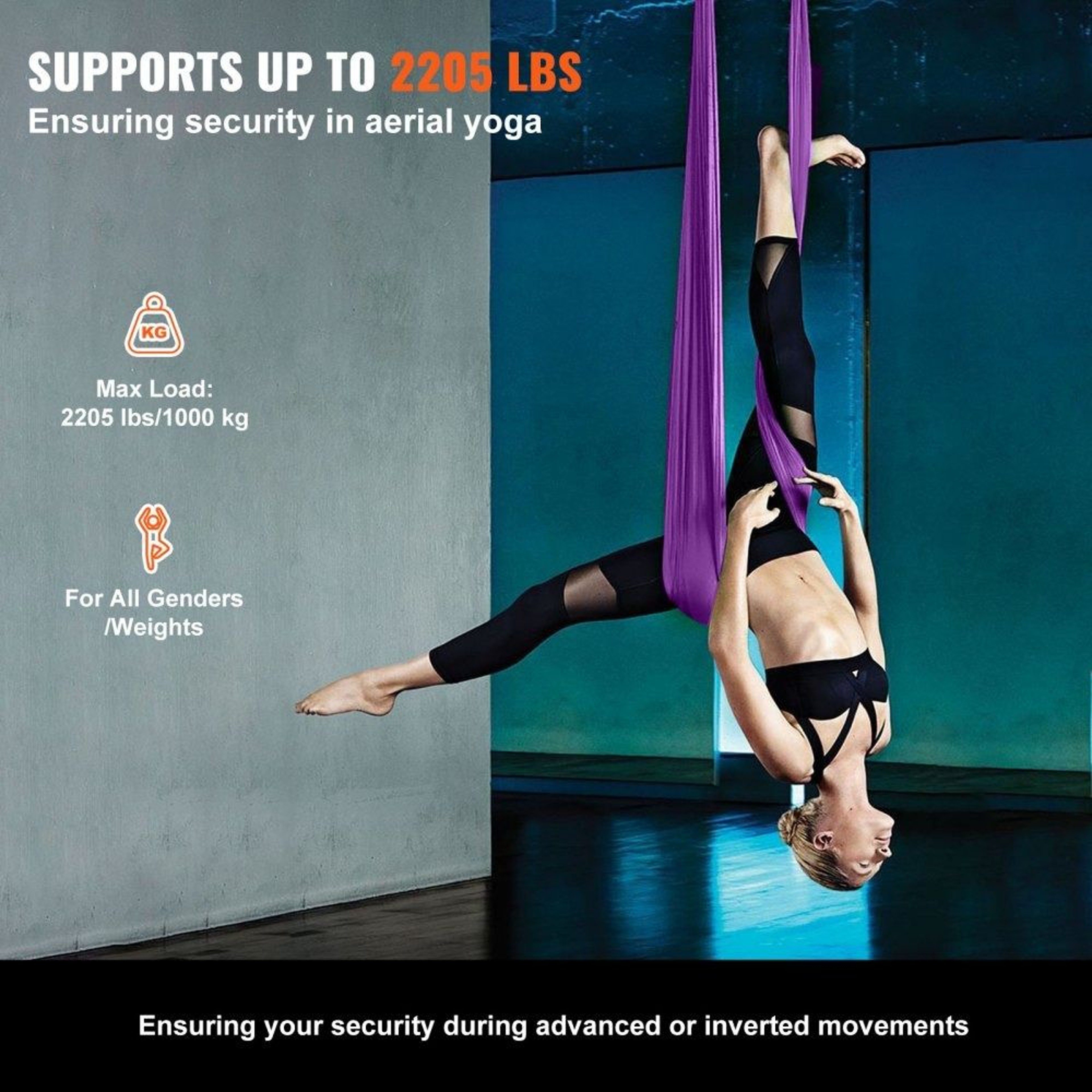 Aerial Yoga Hammock Kit With 87 Yard Aerial Silk And Heavy Duty Rigging 1