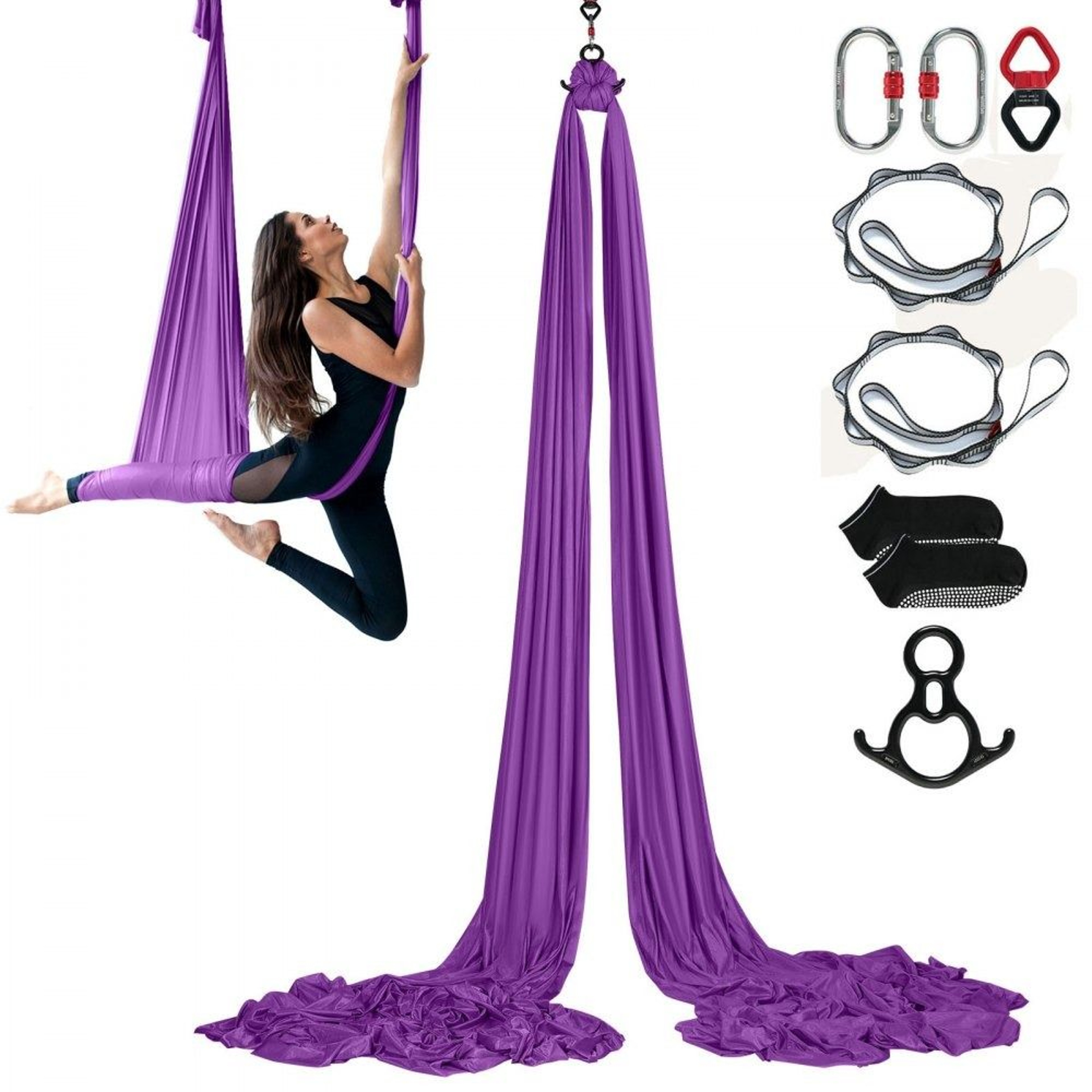Aerial Yoga Hammock Kit With 87 Yard Aerial Silk And Heavy Duty Rigging 0