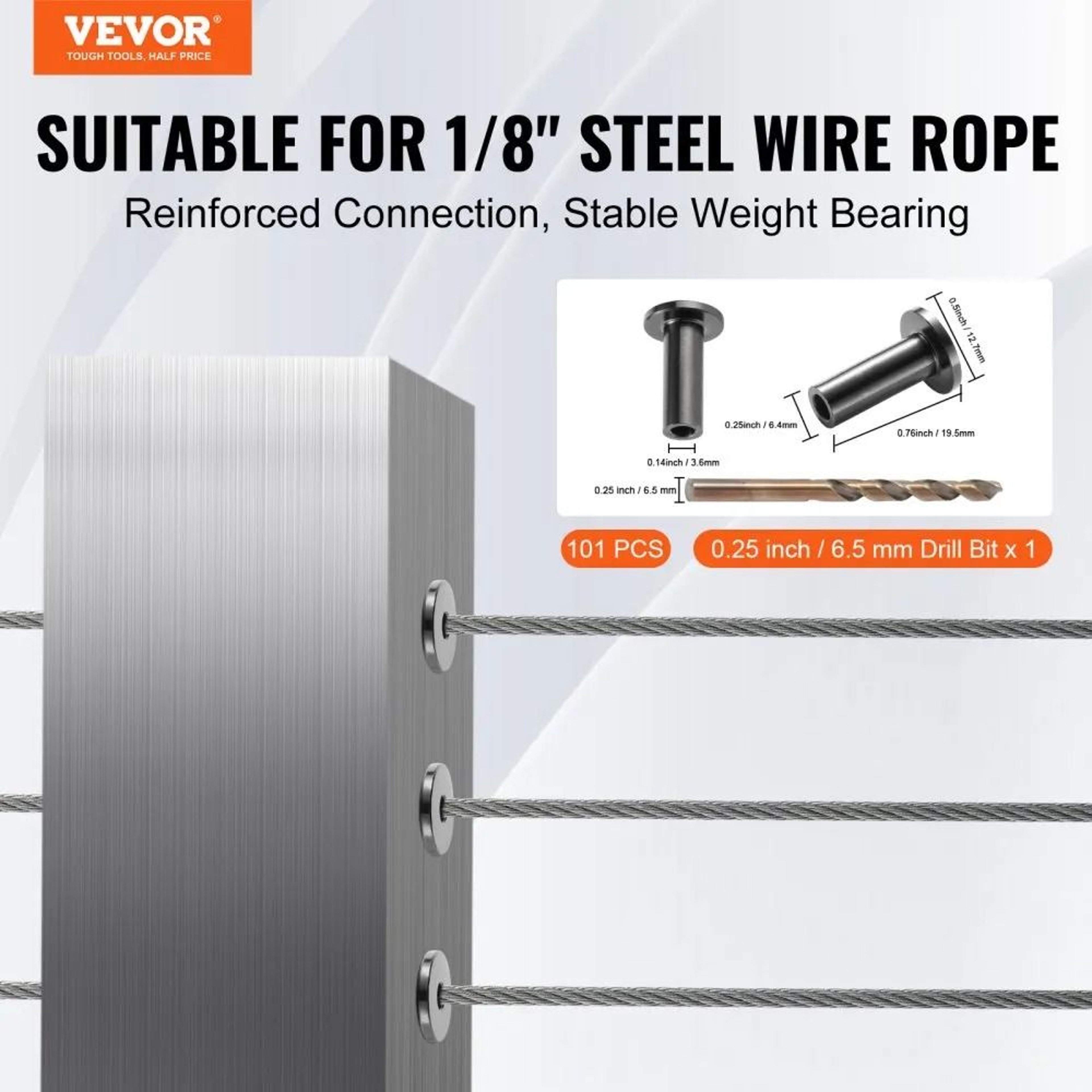 Stainless Steel Cable Railing Protector Sleeves For 18 Inch Wire Rope 101 Pack Black 2