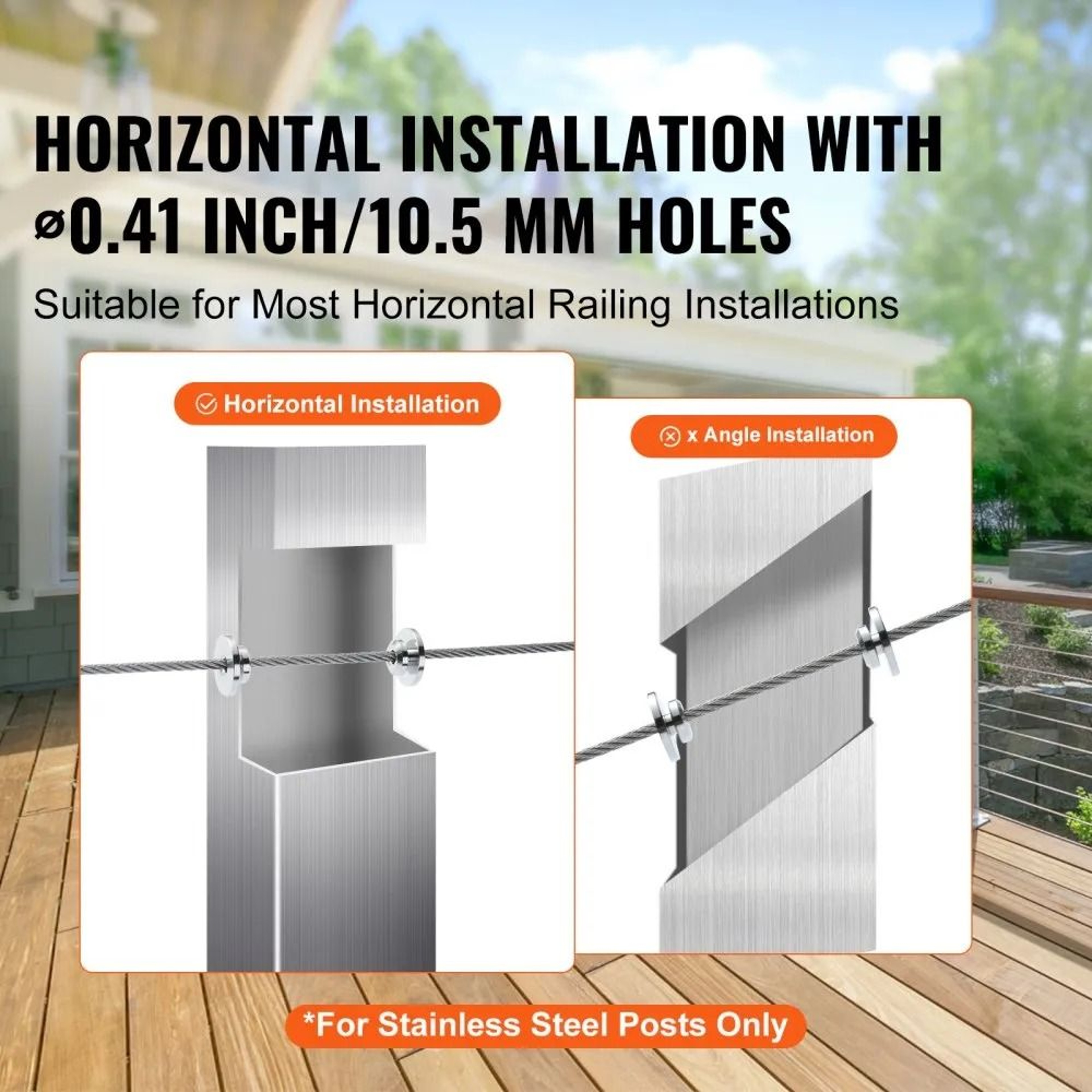 51 Piece Cable Railing Kit With T316 Stainless Steel Protector Sleeves And Hidden Tensioner 2