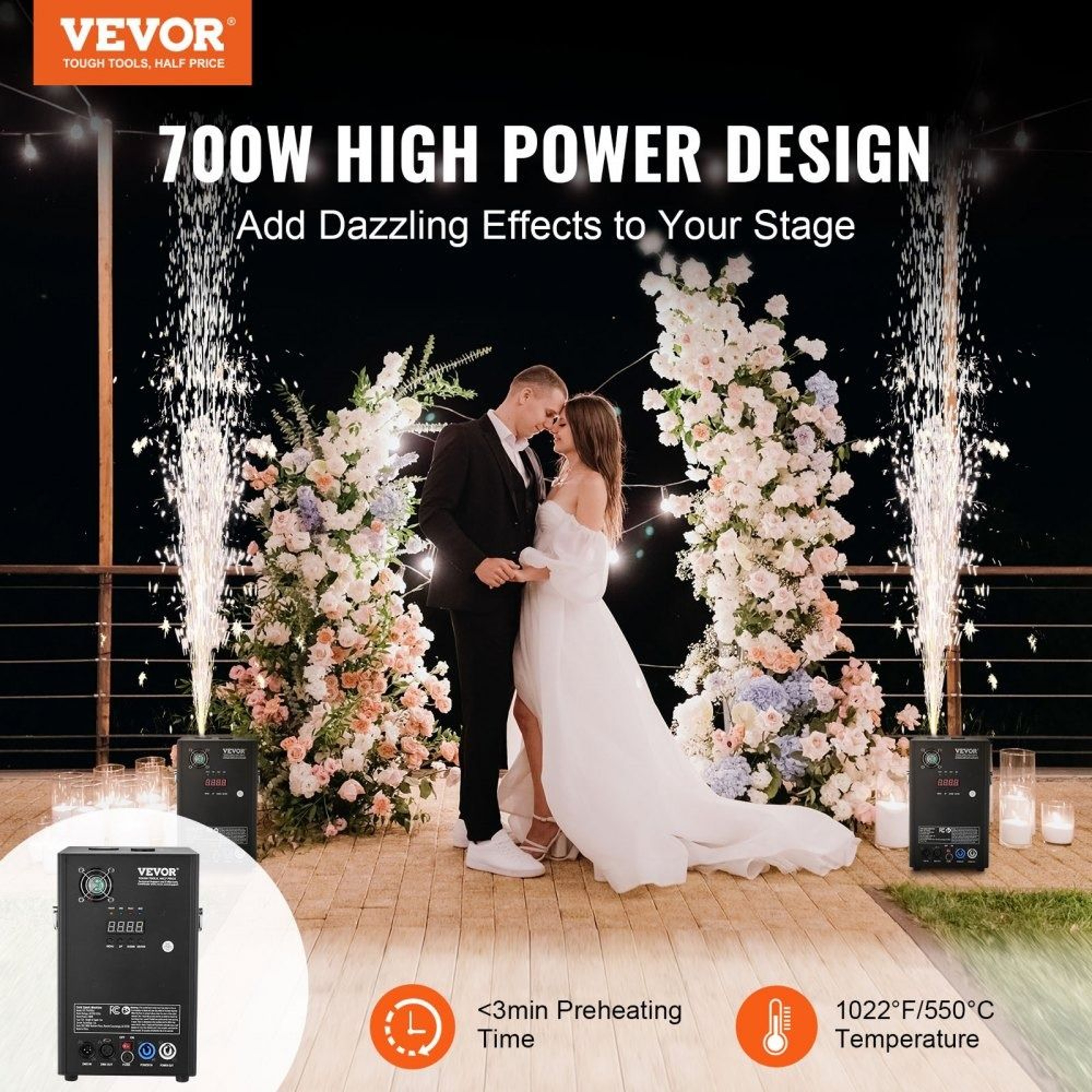 700W Cold Spark Machine With DMX Control And Adjustable Stage Spark Effects 1