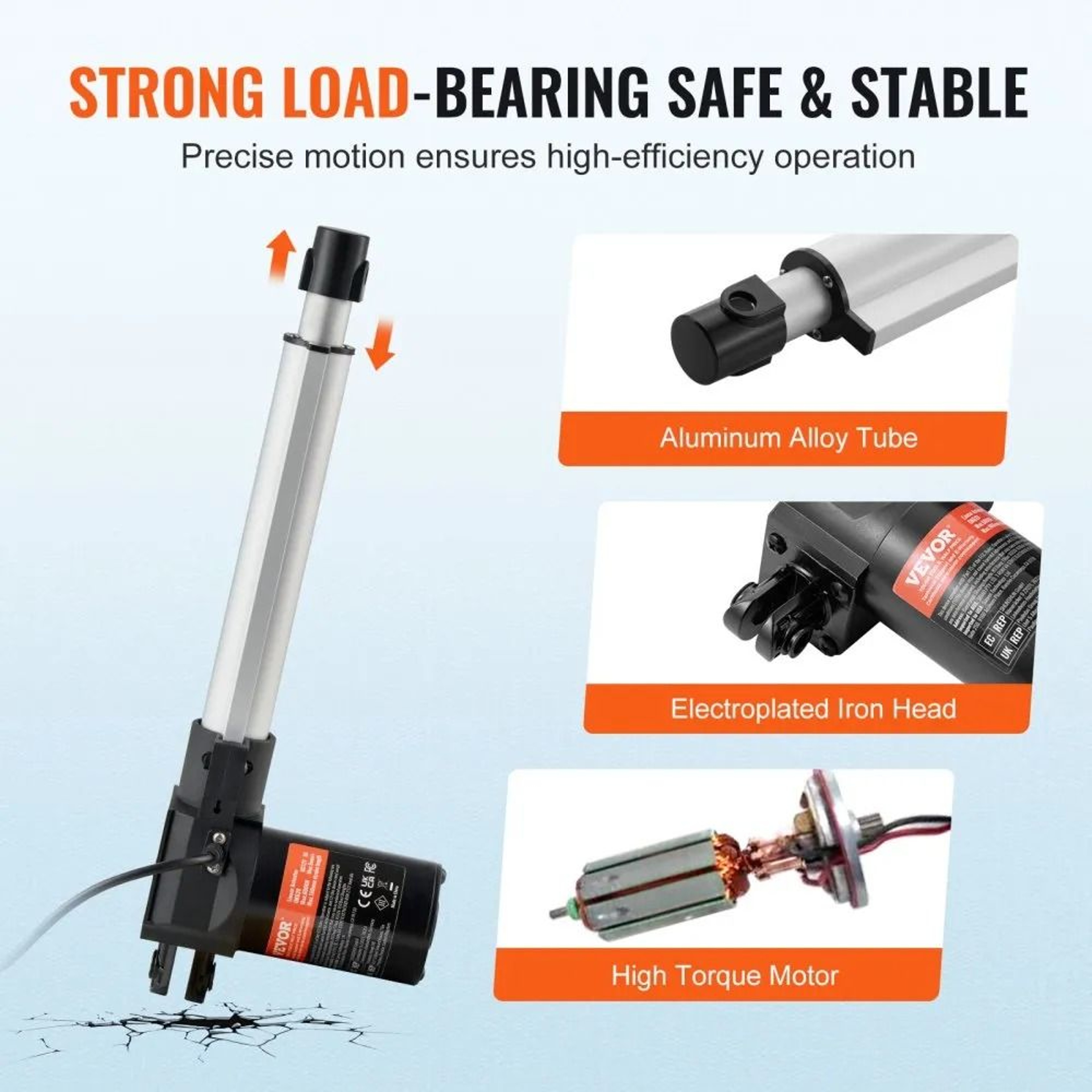 Heavy Duty 12V Linear Actuator 8 Inch Stroke 1320 Lb Electric Lift Motor 5