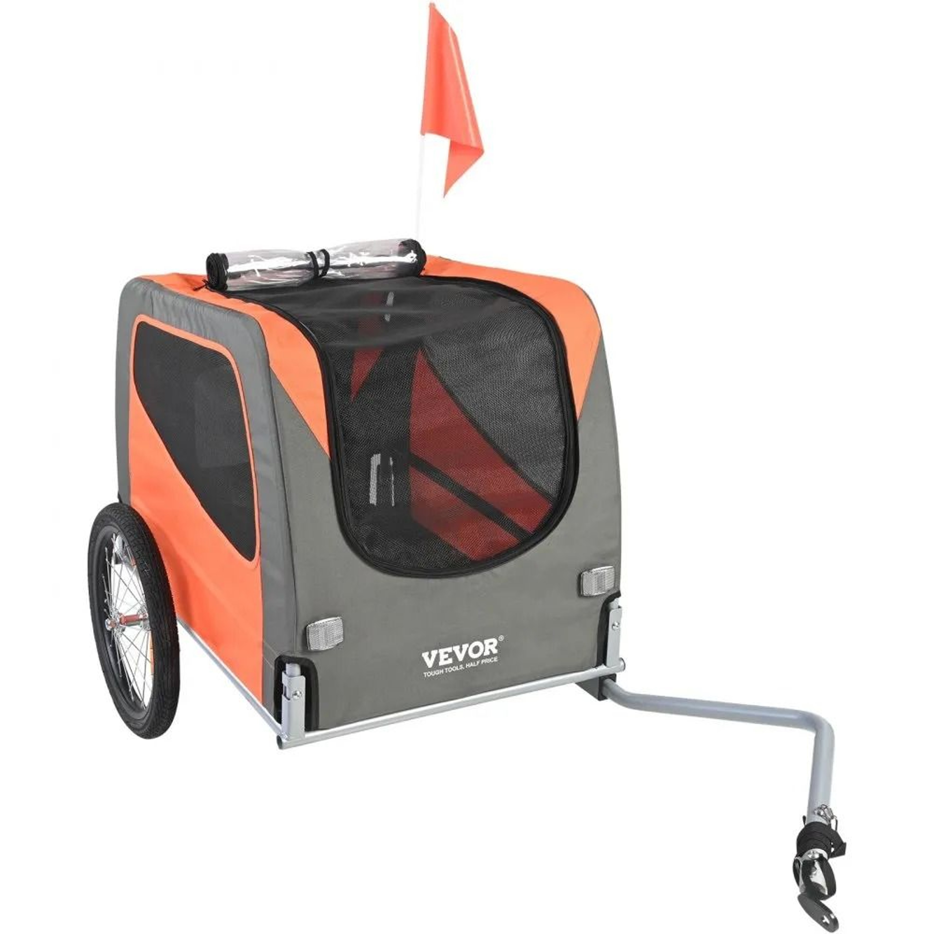 Foldable Dog Bike Trailer Pet Bicycle Carrier With Weather Protection And Quick Release Wheels 7