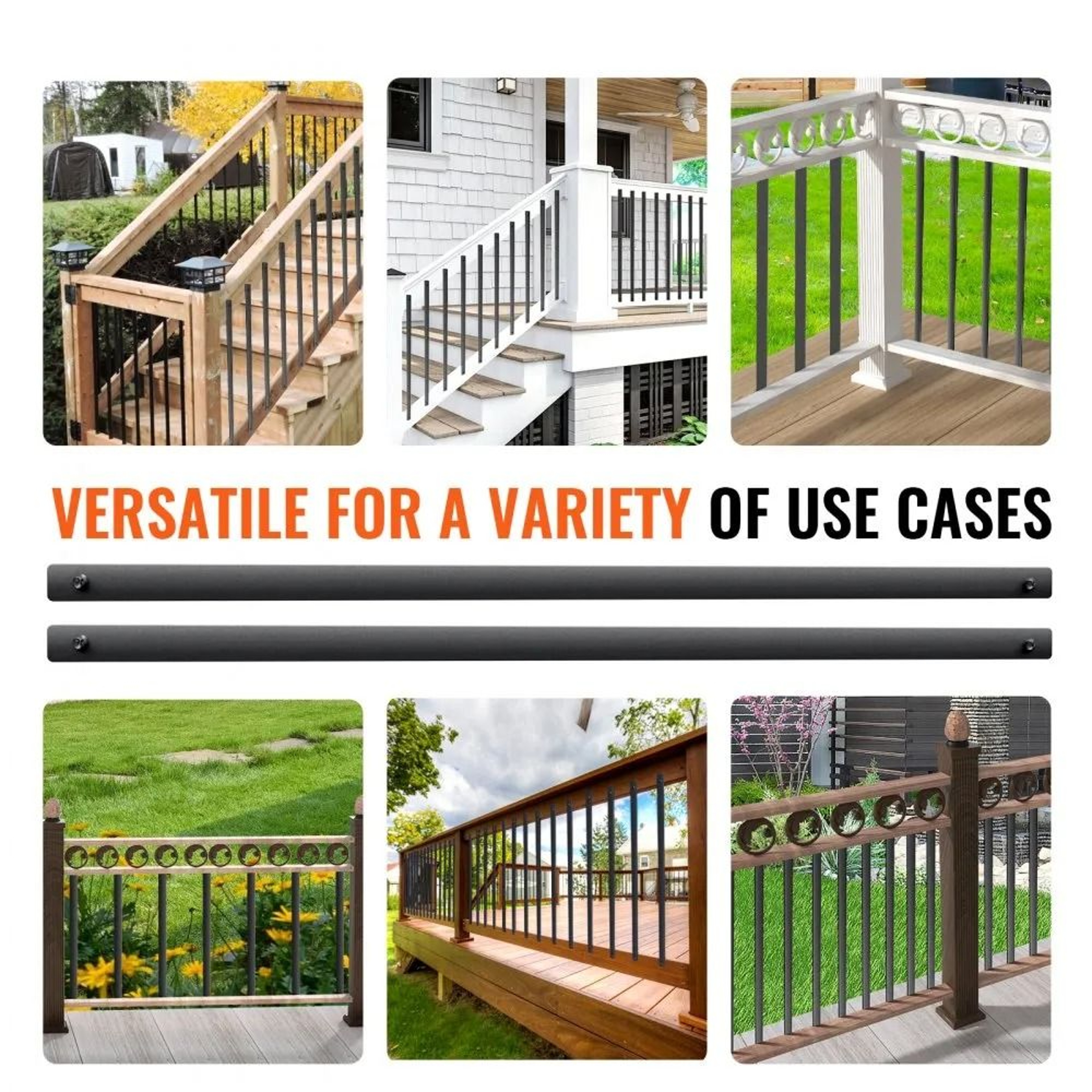 38 Inch Aluminum Deck Balusters 72 Pack Black Stair Railing Spindles 5