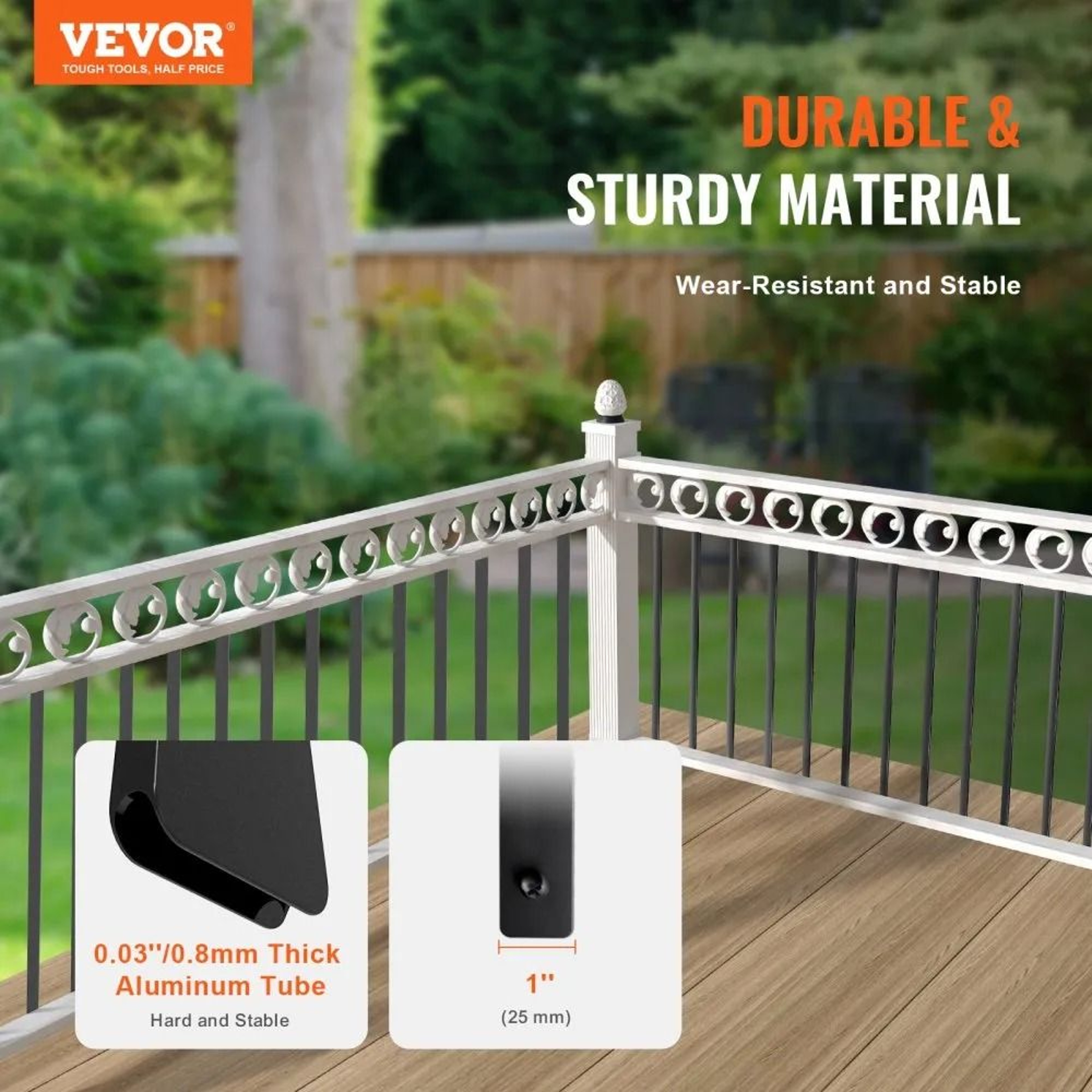 295 Inch Aluminum Stair Balusters 51 Pack Black Deck Railing Spindles For Stairs Porch And Balcony 2