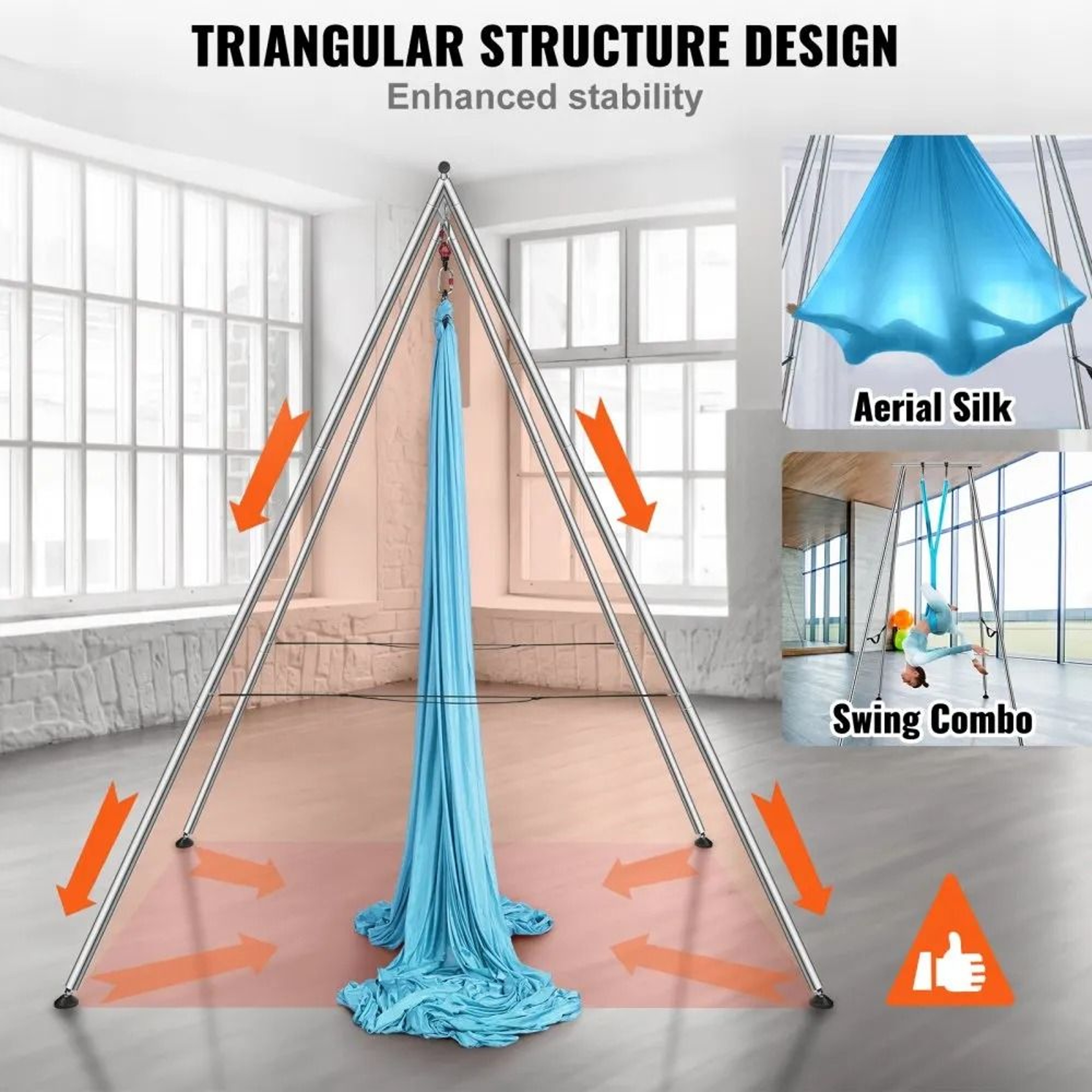 Professional Aerial Yoga Frame With Yoga Hammock Heavy Duty Indoor Outdoor Yoga Swing Stand 2