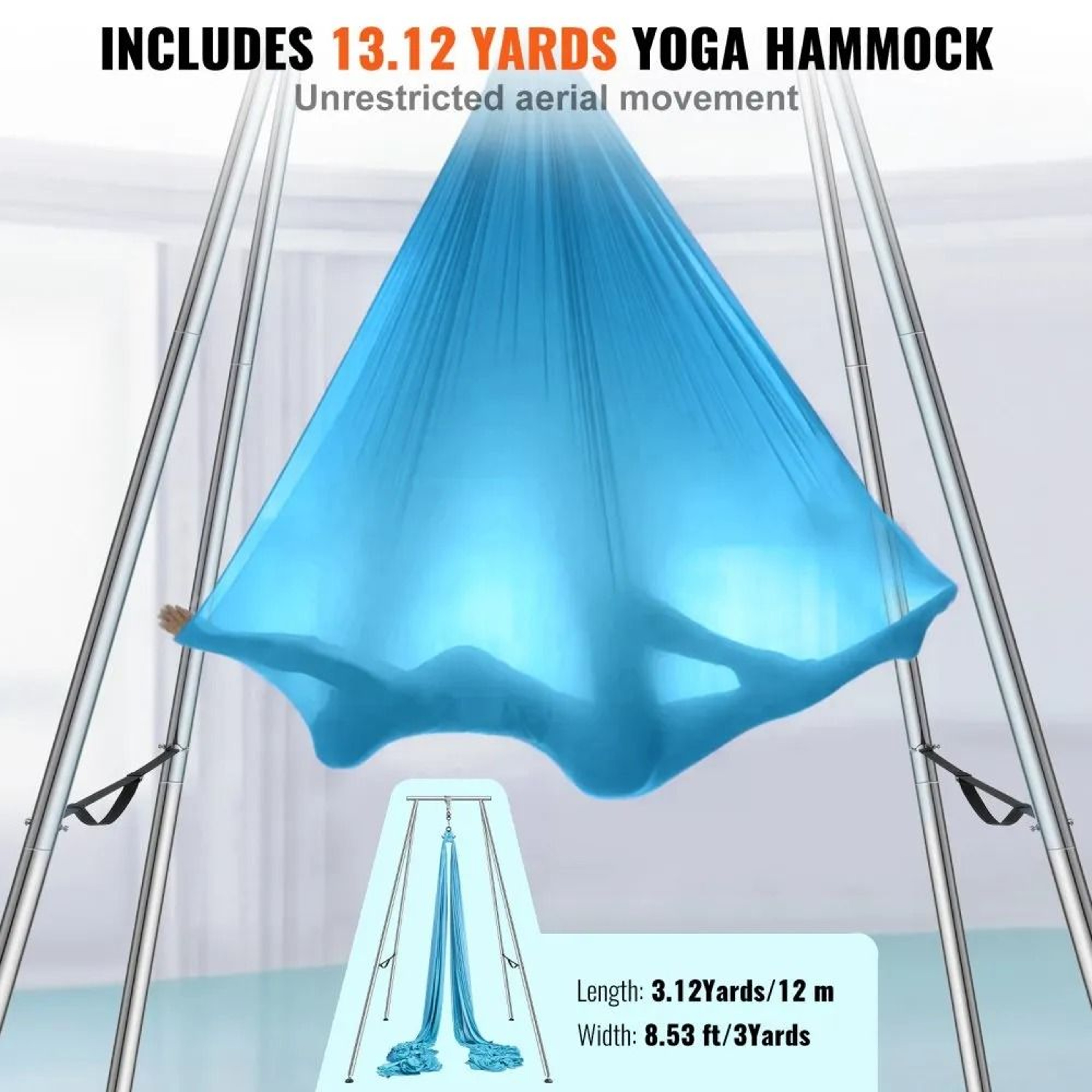 Professional Aerial Yoga Frame With Yoga Hammock Heavy Duty Indoor Outdoor Yoga Swing Stand 3